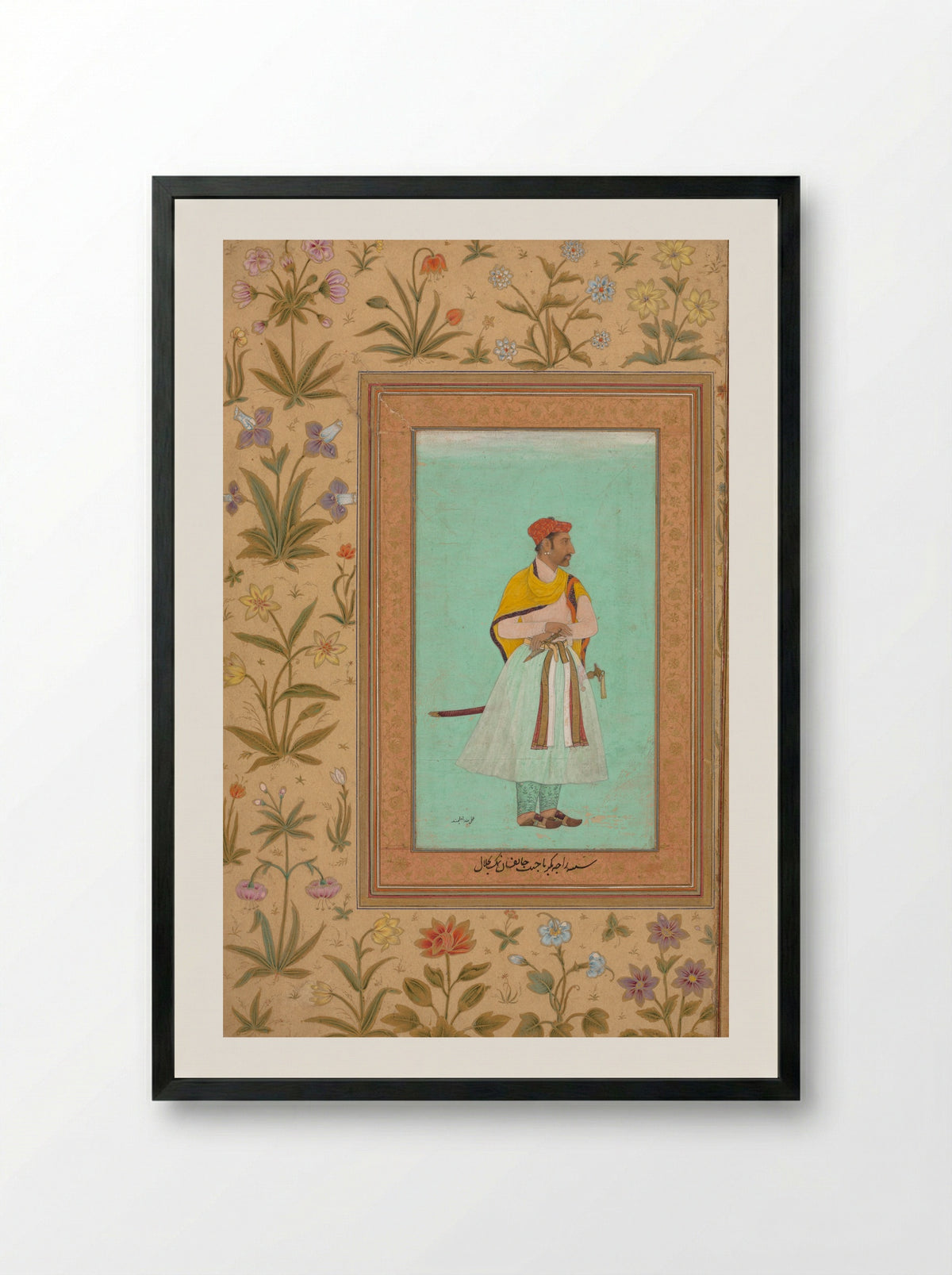 Portrait of Raja Bikramajit - Lal Chand - Framed Print Black
