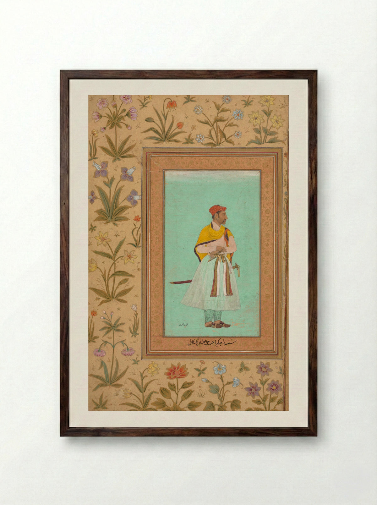 Portrait of Raja Bikramajit - Lal Chand - Framed Print Dark Wood