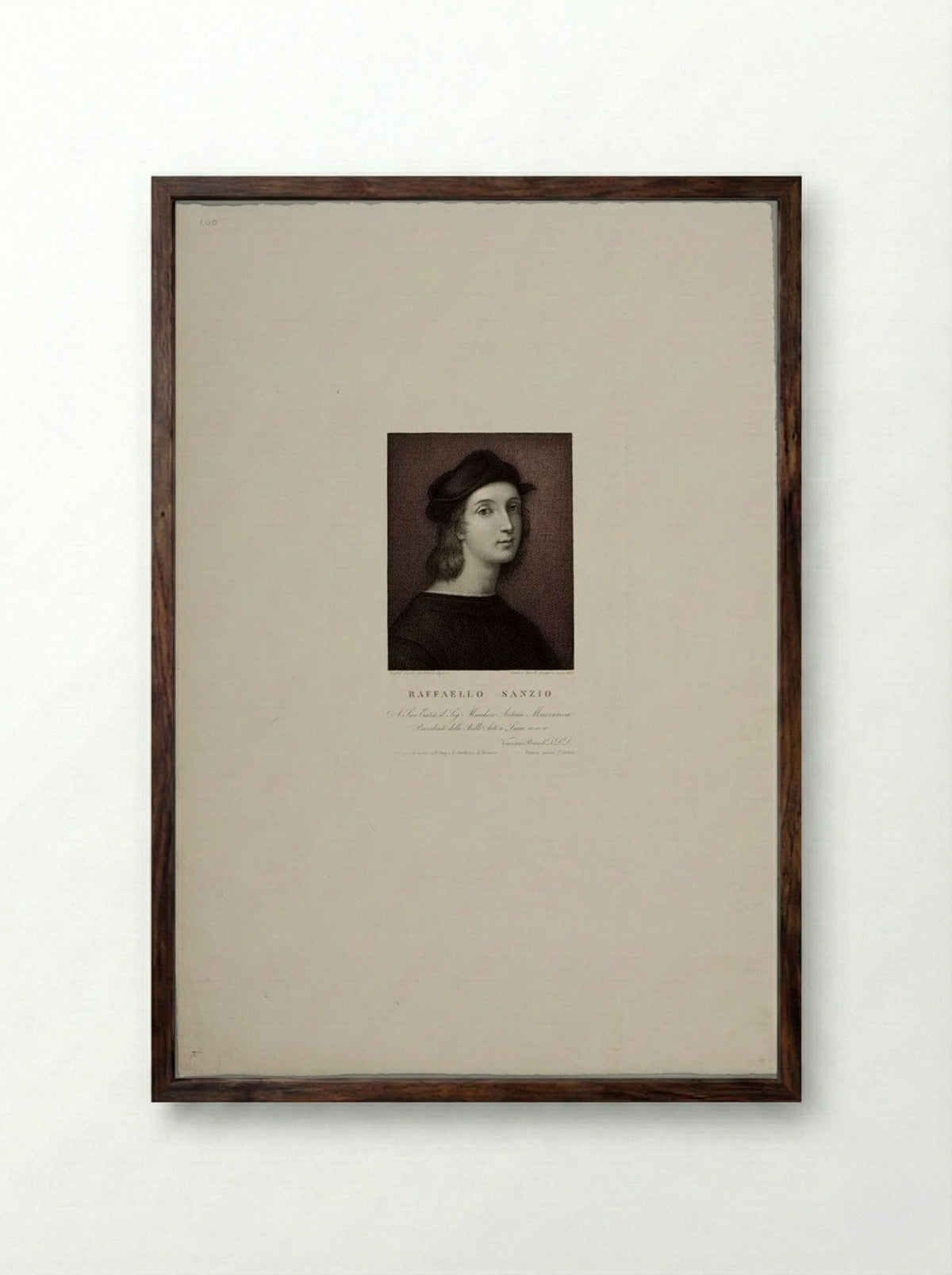 Portrait of Raphael - Vincenzo Biondi - Framed Print Dark Wood