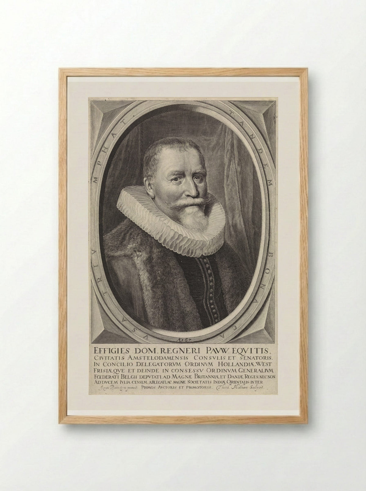 Portrait of Reinier Adriaensz. Pauw at Age 67 - Theodor Matham - Framed Print Wood
