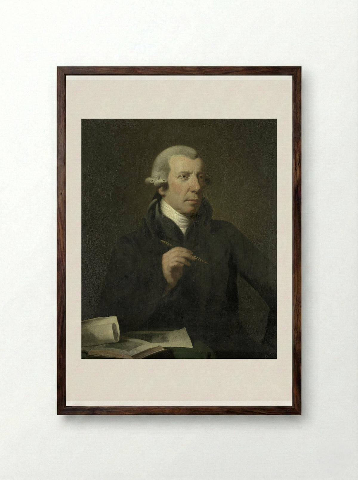 Portrait of Reinier Vinkeles - Charles Howard Hodges - Framed Print Dark Wood