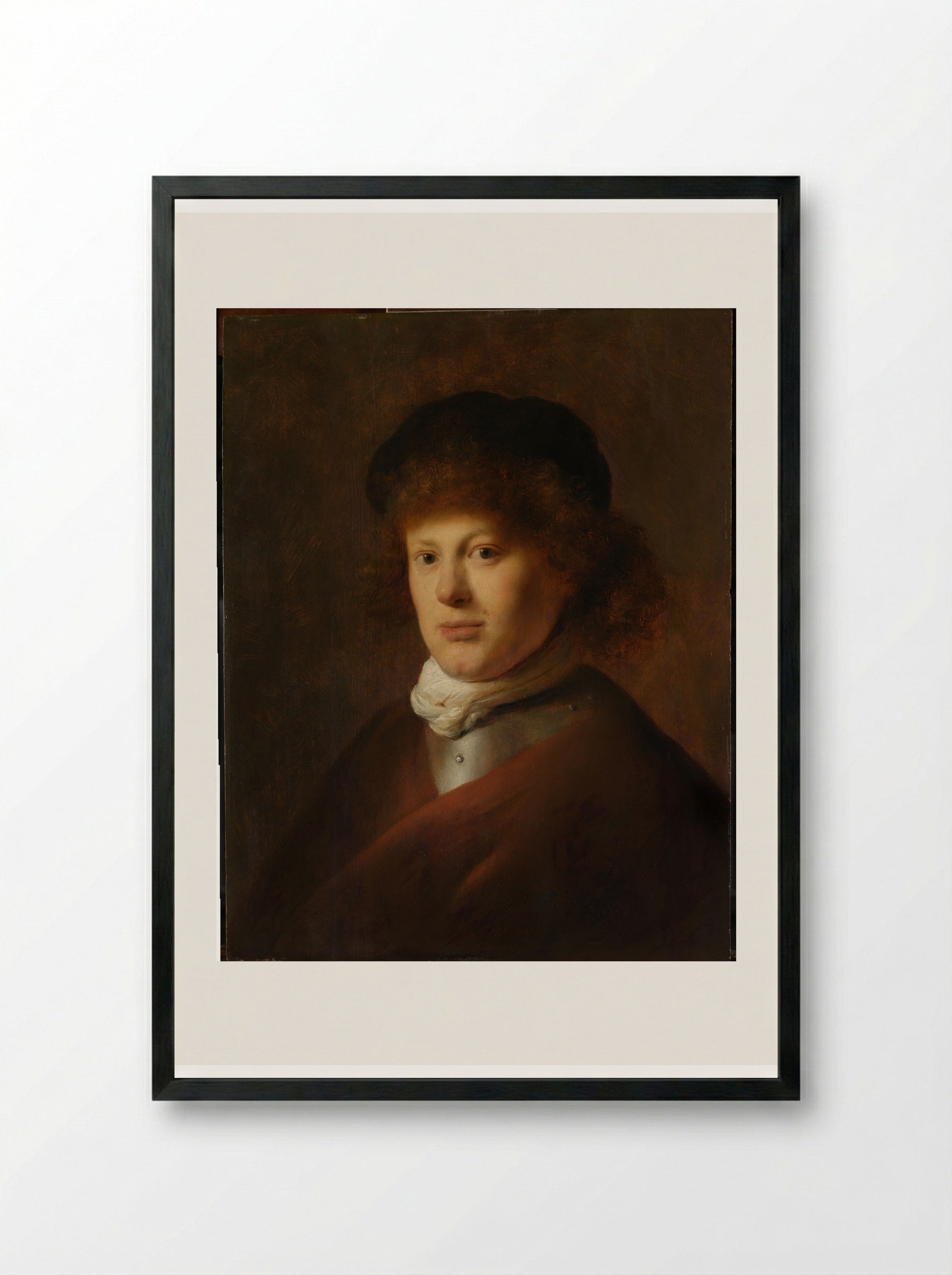 Portrait of Rembrandt van Rijn - Jan Lievens - Framed Print Black