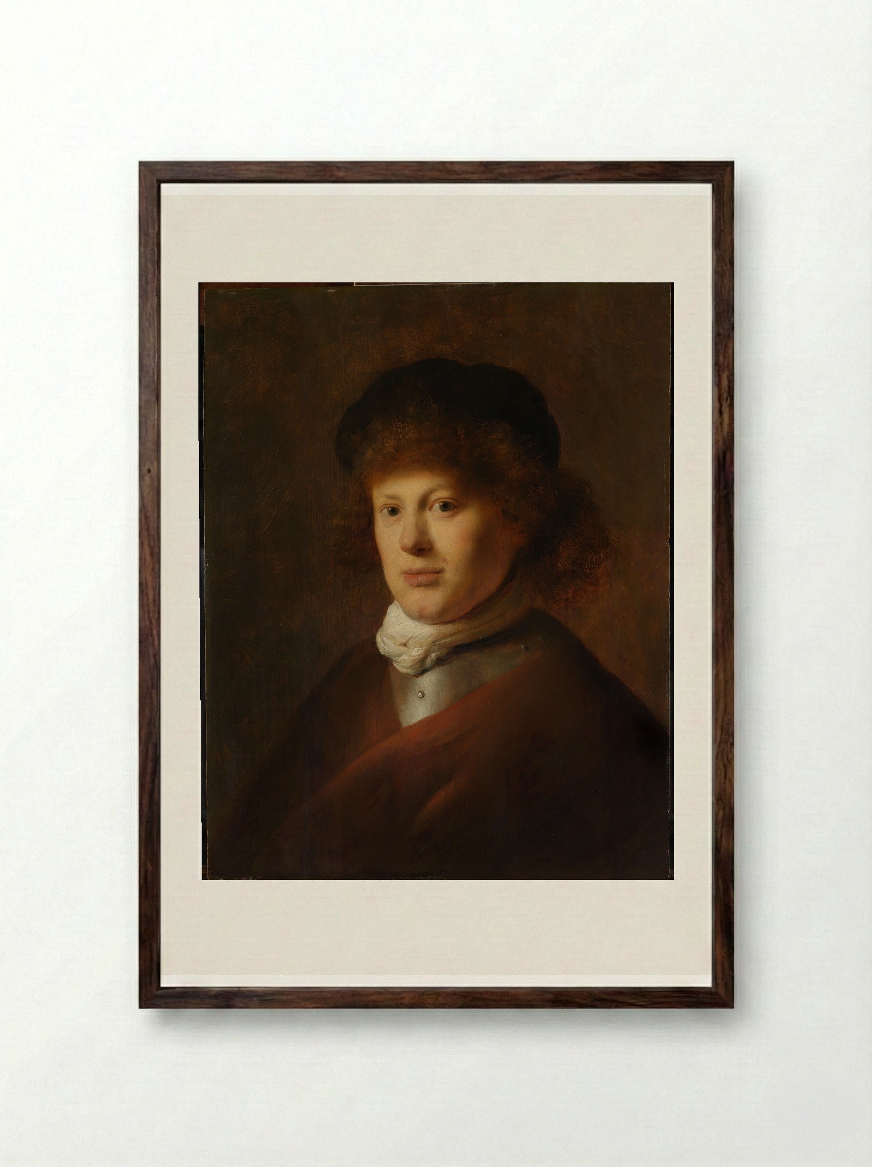 Portrait of Rembrandt van Rijn - Jan Lievens - Framed Print Dark Wood
