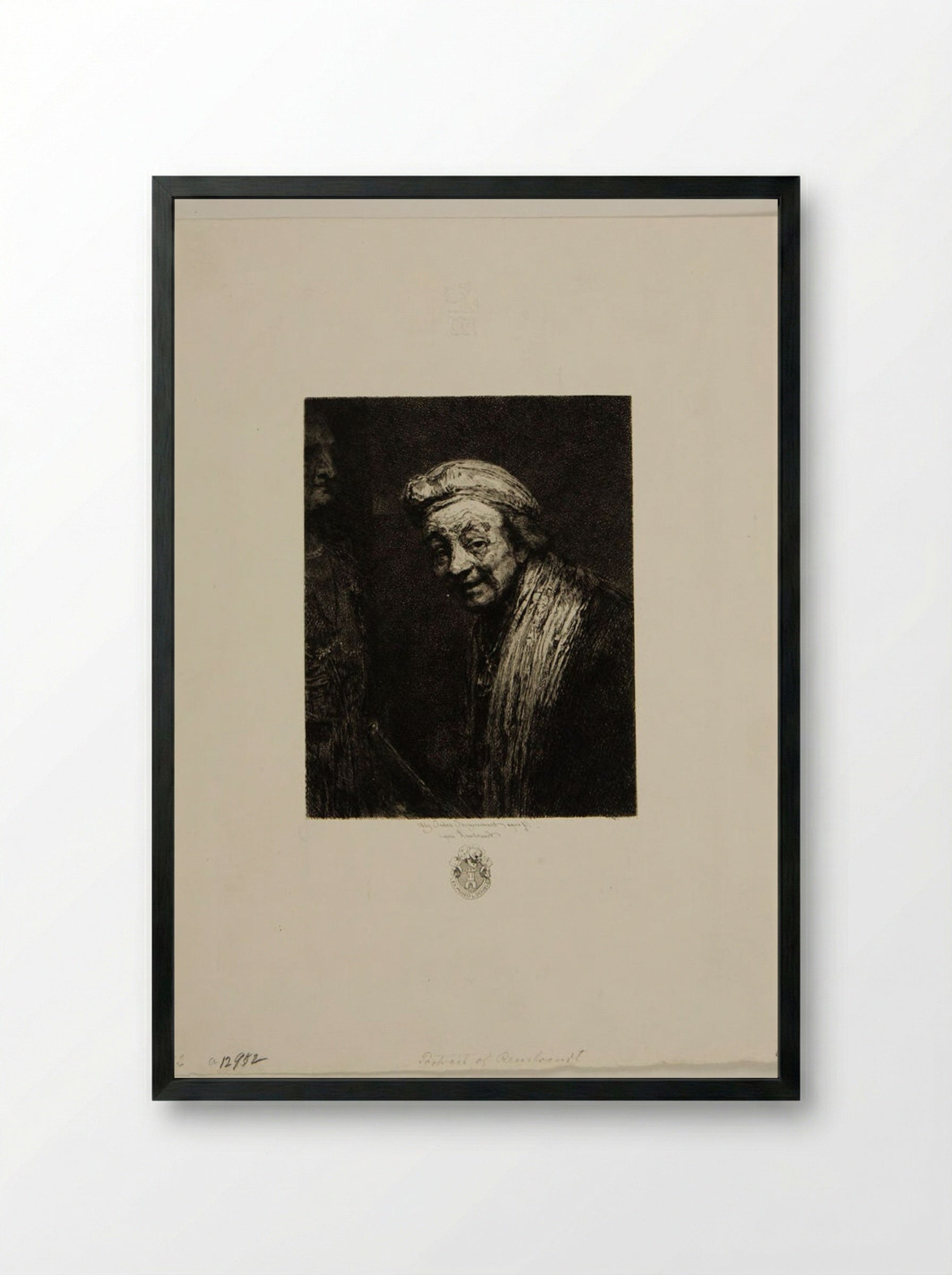 Portrait of Rembrandt - Jules Ferdinand Jacquemart - Framed Print Black