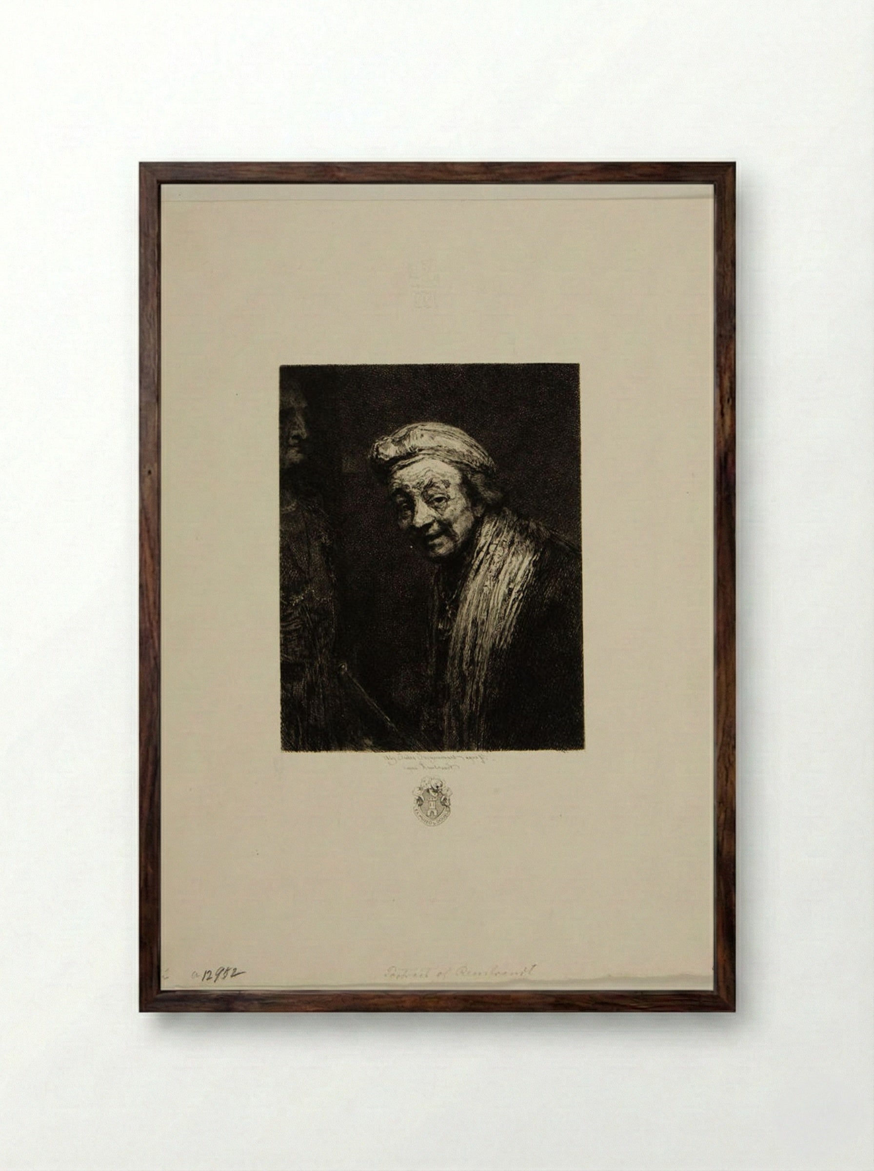 Portrait of Rembrandt - Jules Ferdinand Jacquemart - Framed Print Dark Wood