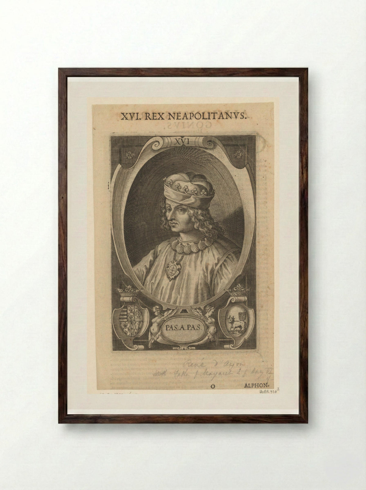 Portrait of René I of Anjou - Lucas Kilian - Framed Print Dark Wood