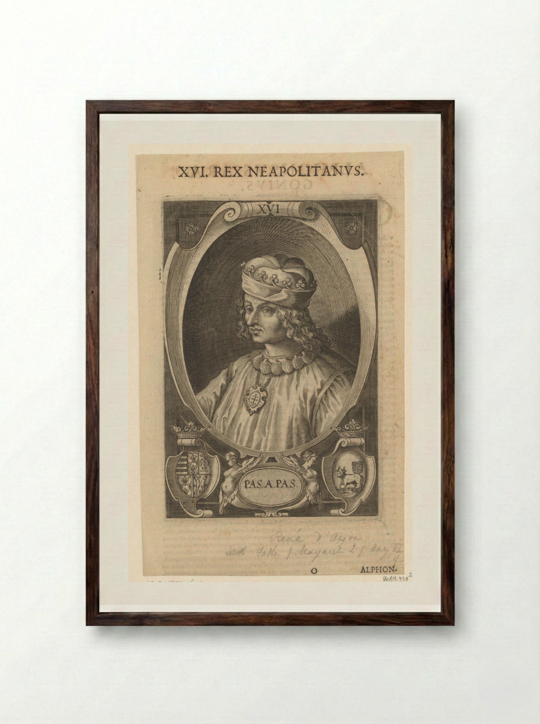 Portrait of René I of Anjou - Lucas Kilian - Framed Print Dark Wood