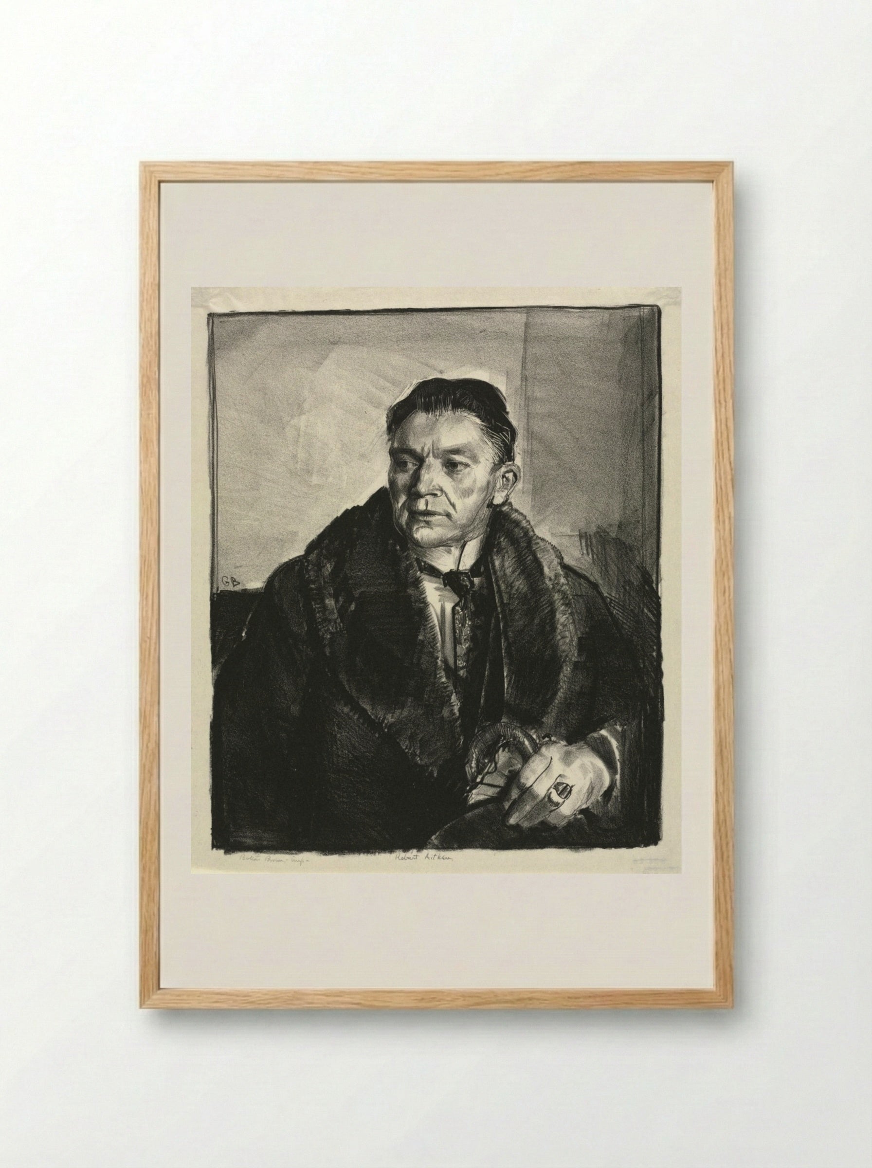 Portrait of Robert Aitken, Second Stone - George Bellows - Framed Print Wood