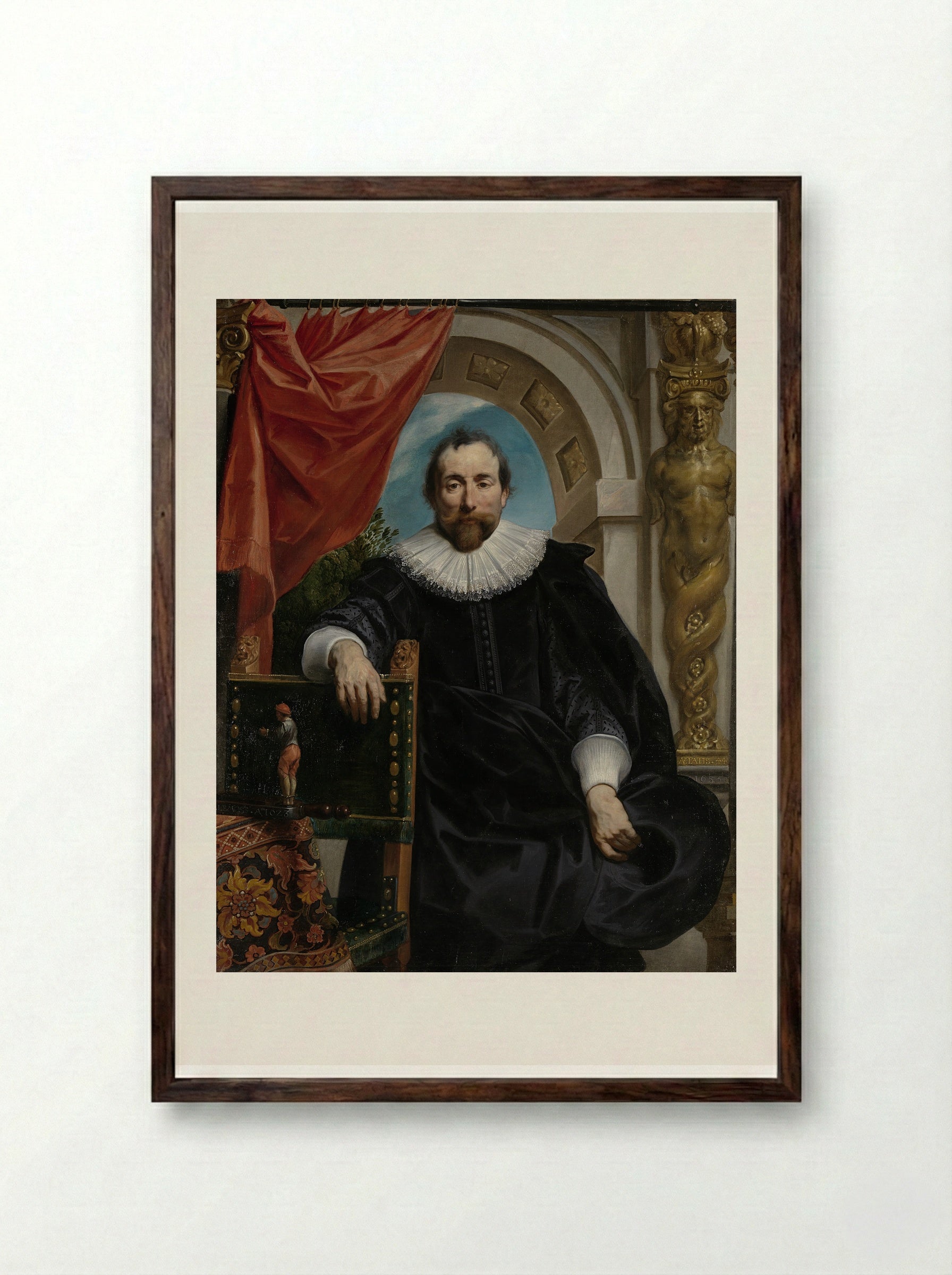 Portrait of Rogier Witer - Jacob Jordaens - Framed Print Dark Wood