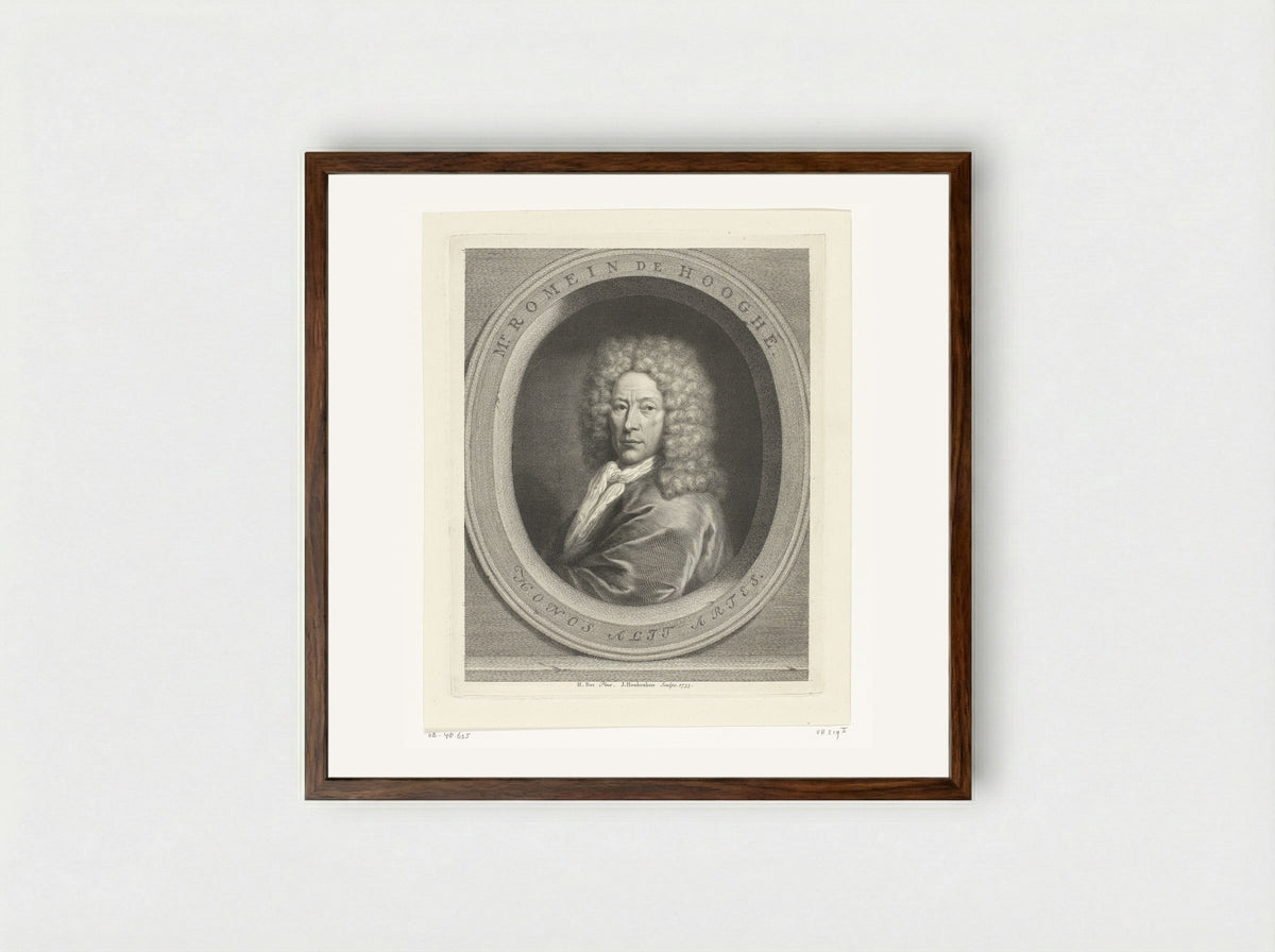 Portrait of Romeyn de Hooghe - Jacob Houbraken - Framed Print Dark Wood
