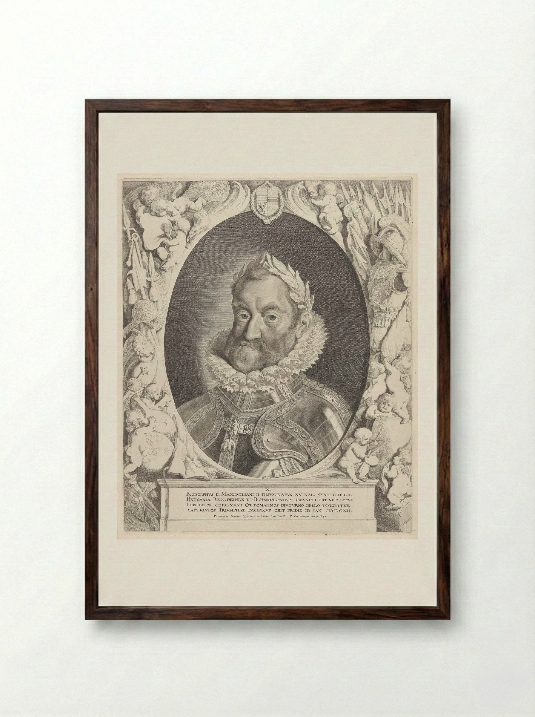 Portrait of Rudolf II, Holy Roman Emperor - Pieter van Sompel - Framed Print Dark Wood