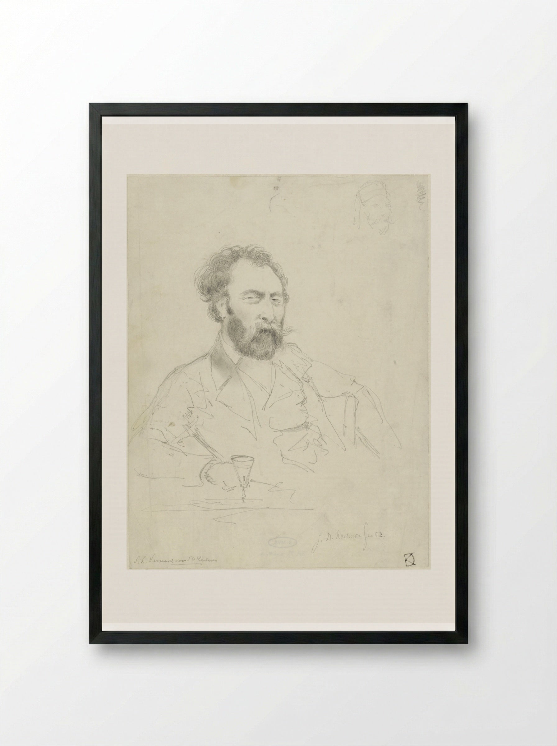 Portrait of Salomon Leonardus Verveer - Johan Daniël Koelman - Framed Print Black