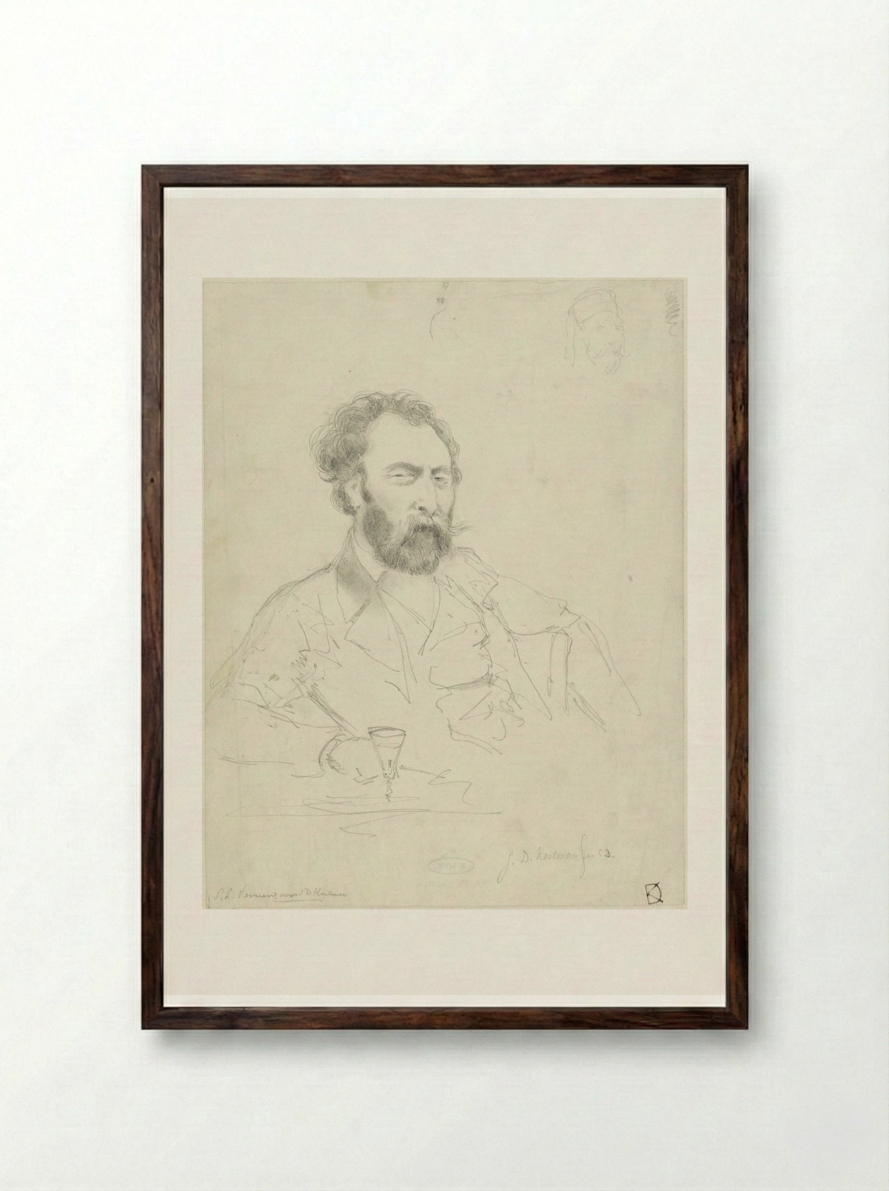 Portrait of Salomon Leonardus Verveer - Johan Daniël Koelman - Framed Print Dark Wood
