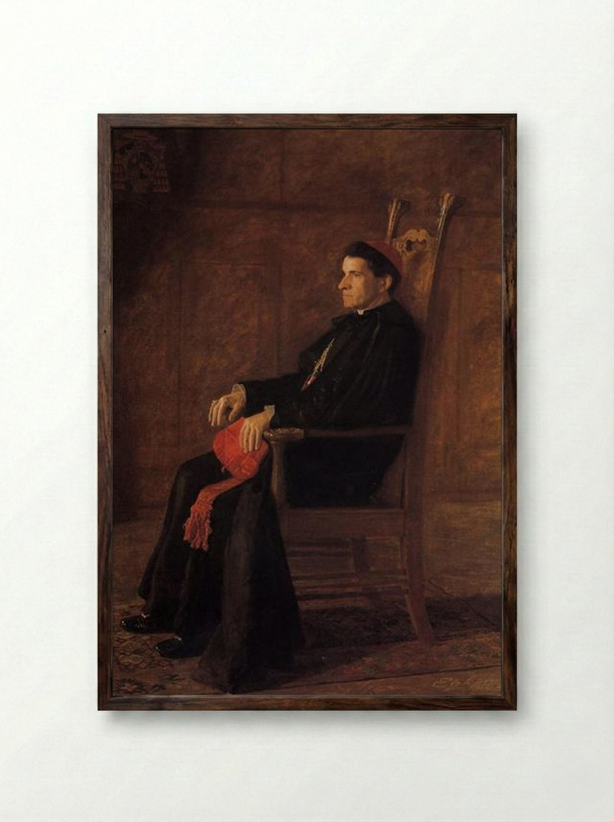 Portrait of Sebastiano Cardinal Martinelli - Thomas Eakins - Framed Print Dark Wood