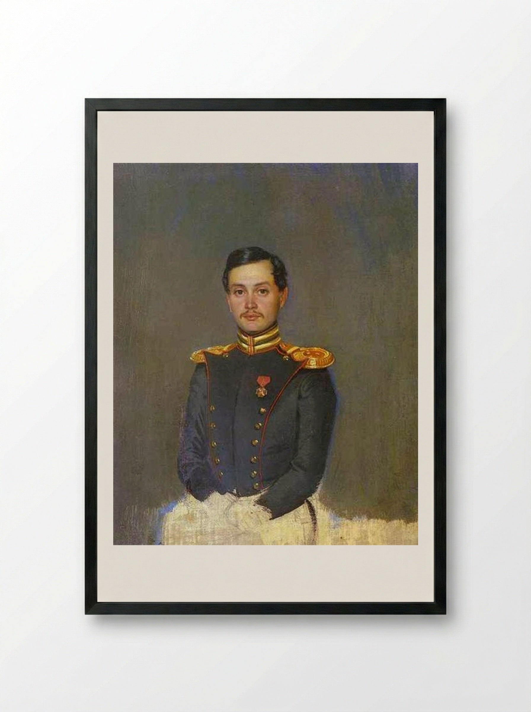 Portrait of Second Captain Vannovsky - Pavel Fedotov - Framed Print Black