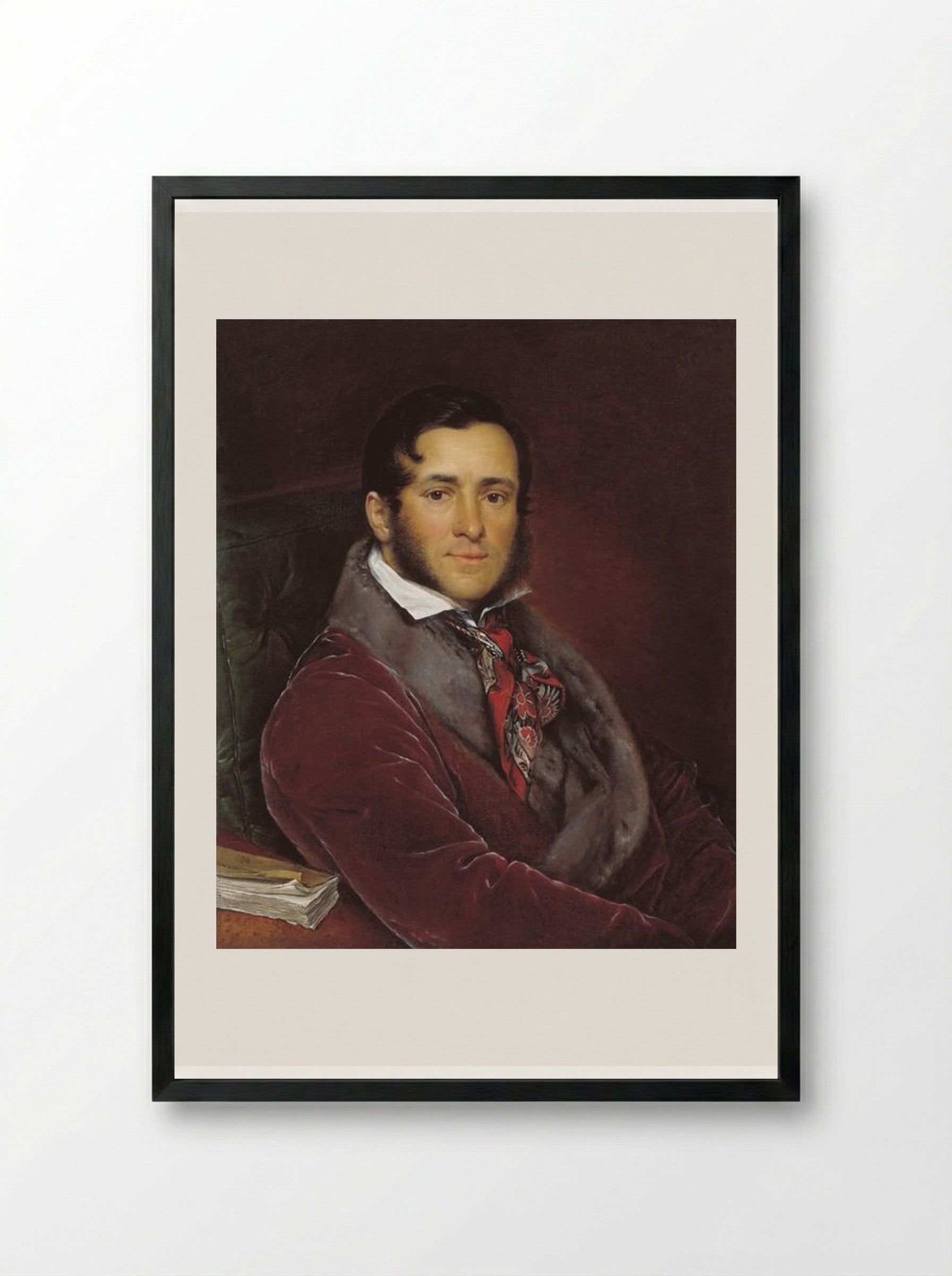 Portrait of Semyon Nikolayevich Mosolov - Vasily Tropinin - Framed Print Black