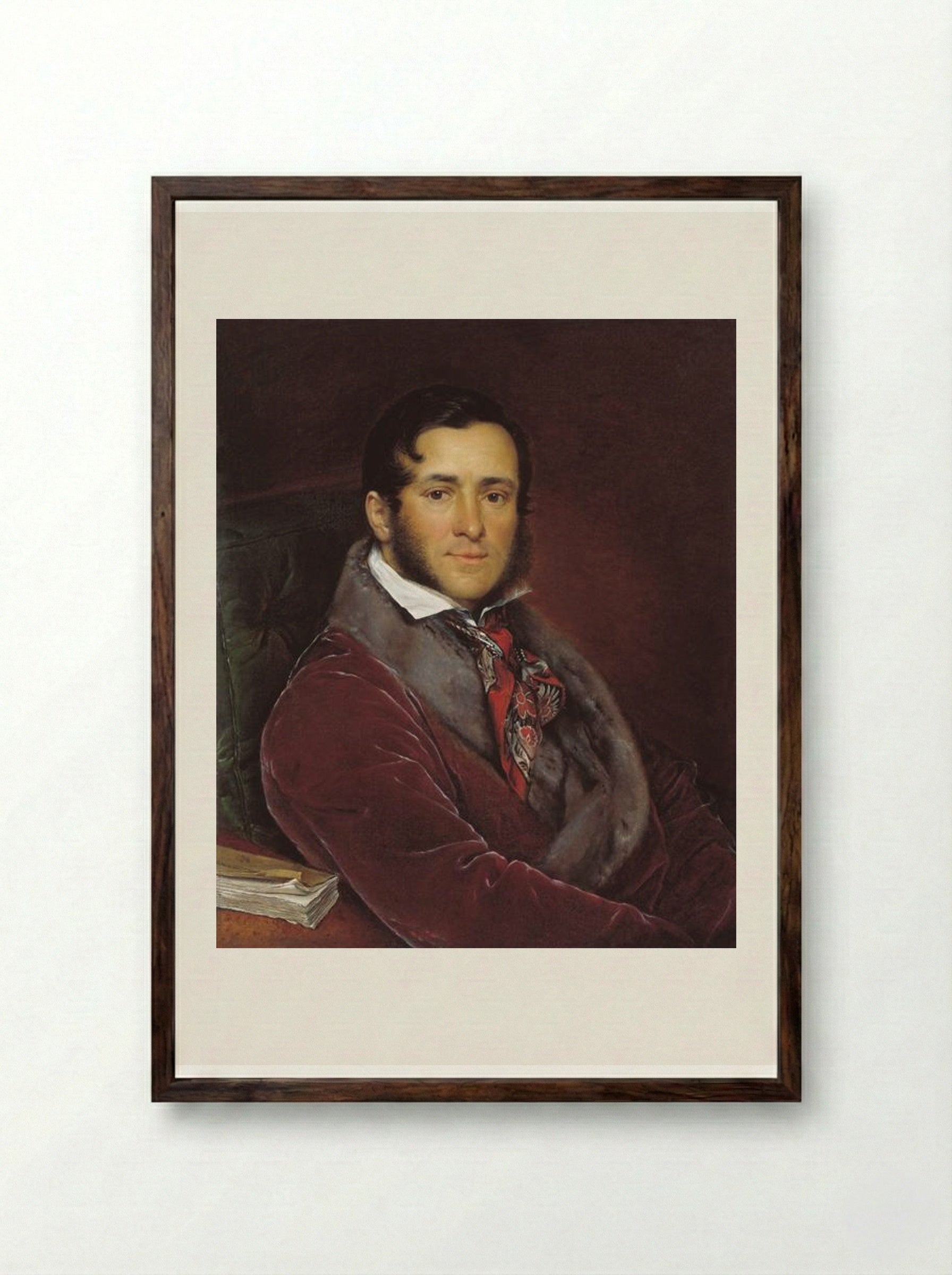 Portrait of Semyon Nikolayevich Mosolov - Vasily Tropinin - Framed Print Dark Wood