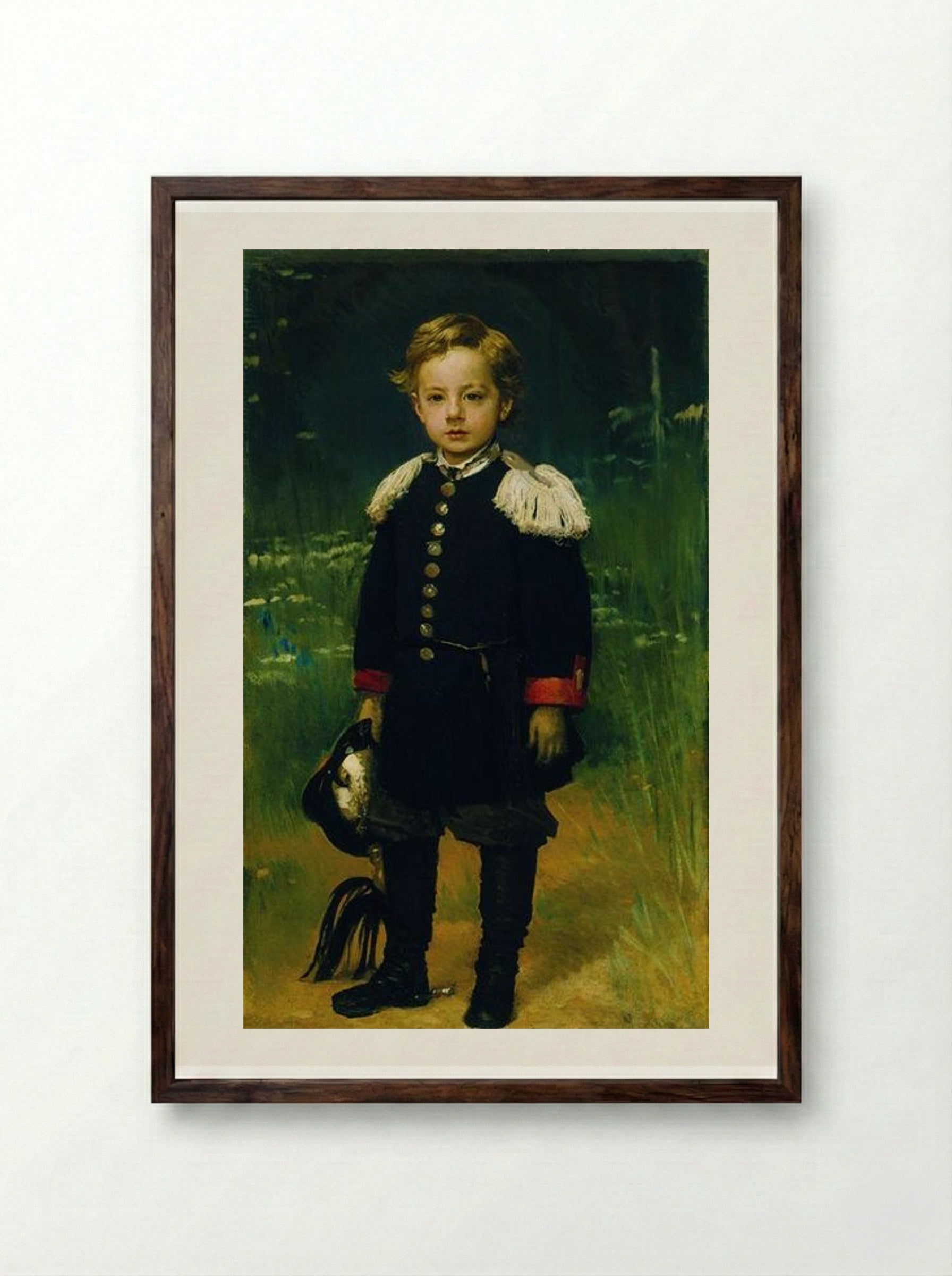 Portrait of Sergei Kramskoy - Ivan Kramskoy - Framed Print Dark Wood
