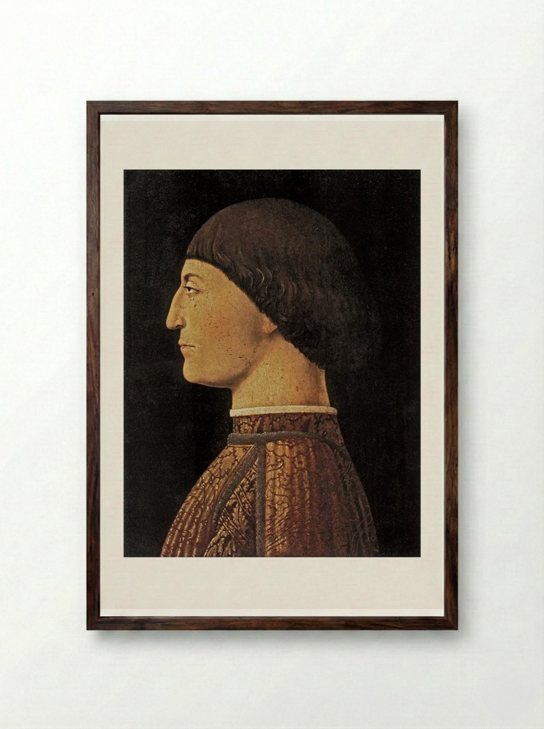 Portrait of Sigismondo Pandolfo Malatesta - Piero della Francesca - Framed Print Dark Wood