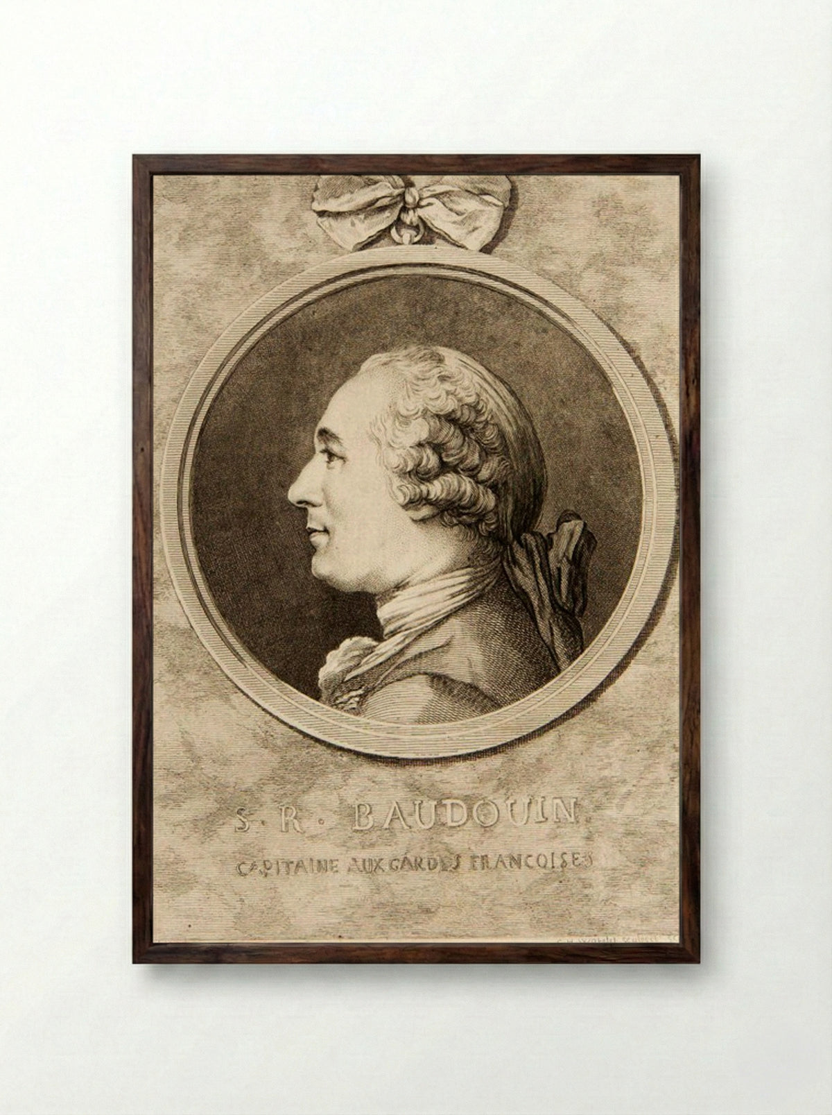 Portrait of Simon René Baudouin - Claude Henri Watelet - Framed Print Dark Wood