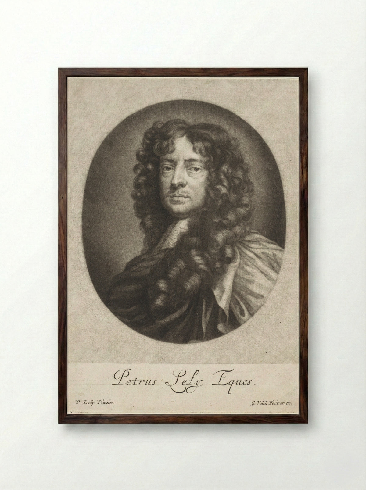 Portrait of Sir Peter Lely - Sir Peter Lely - Framed Print Dark Wood