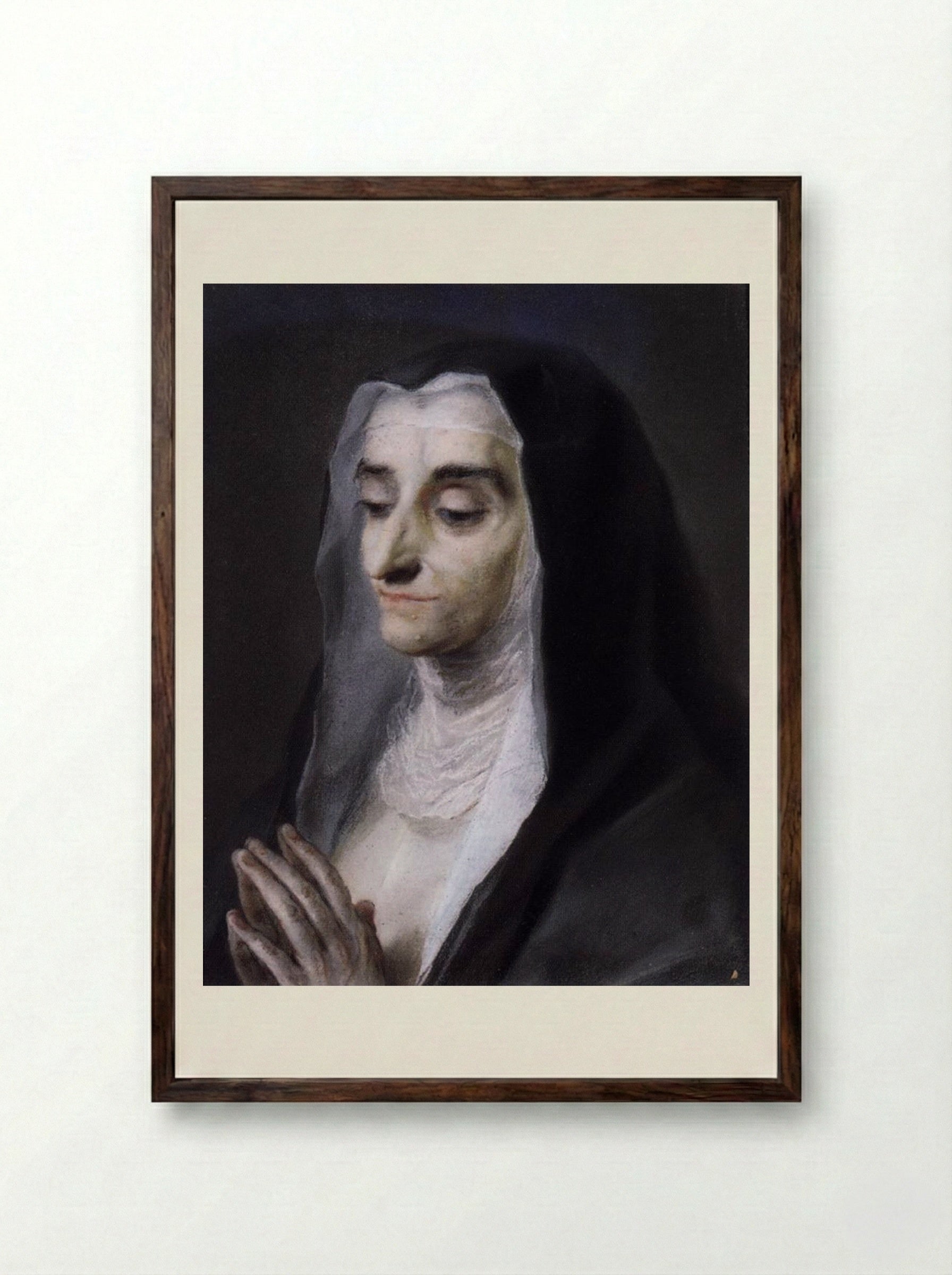 Portrait of Sister Maria Caterina - Rosalba Carriera - Framed Print Dark Wood