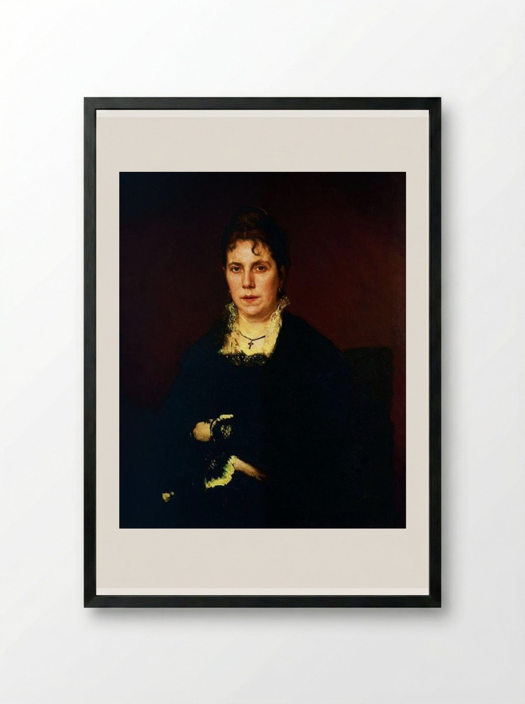 Portrait of Sofia Nikolaevna Kramskoy - Ivan Kramskoy - Framed Print Black