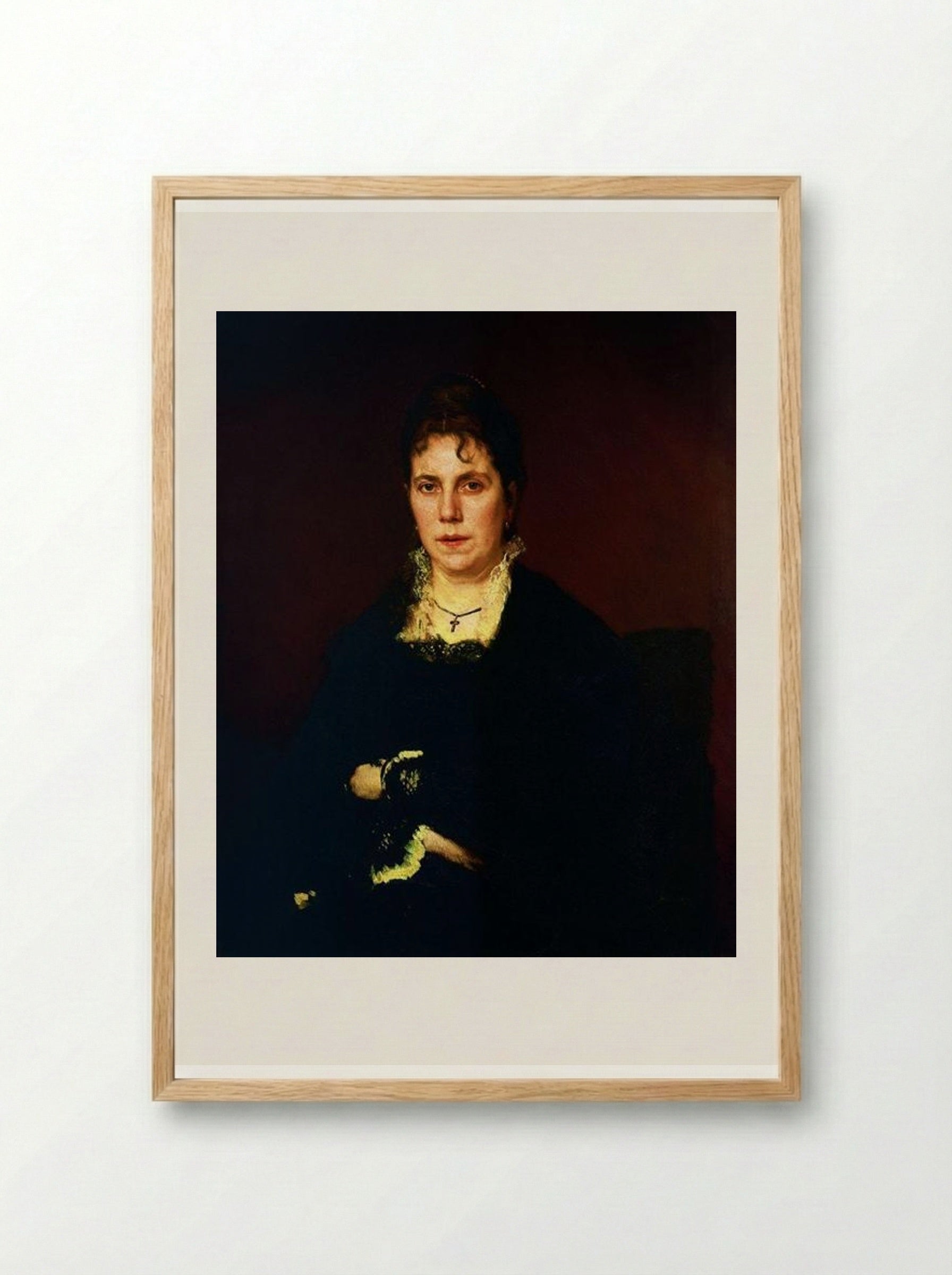 Portrait of Sofia Nikolaevna Kramskoy - Ivan Kramskoy - Framed Print Wood