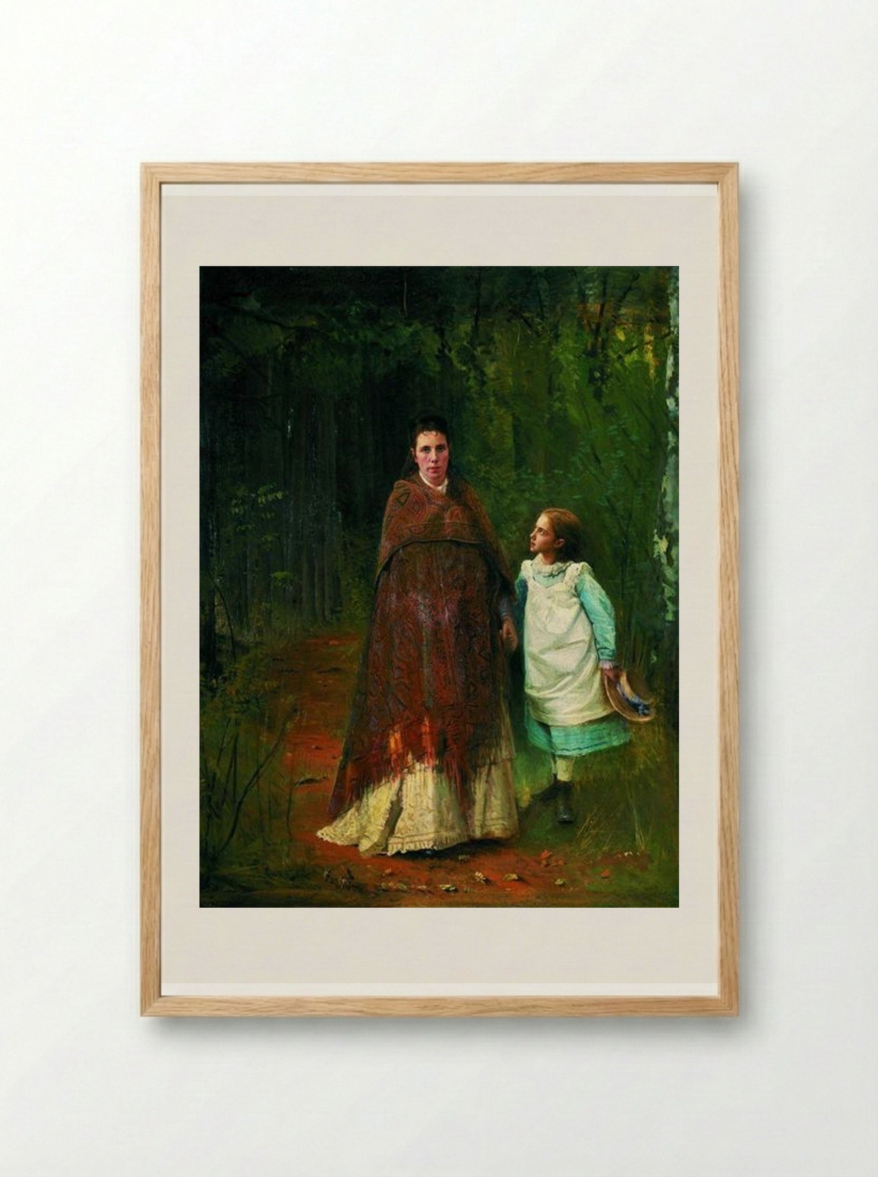 Portrait of Sofia Nikolaevna and Sophia Ivanovna Kramskaya - Ivan Kramskoy - Framed Print Wood