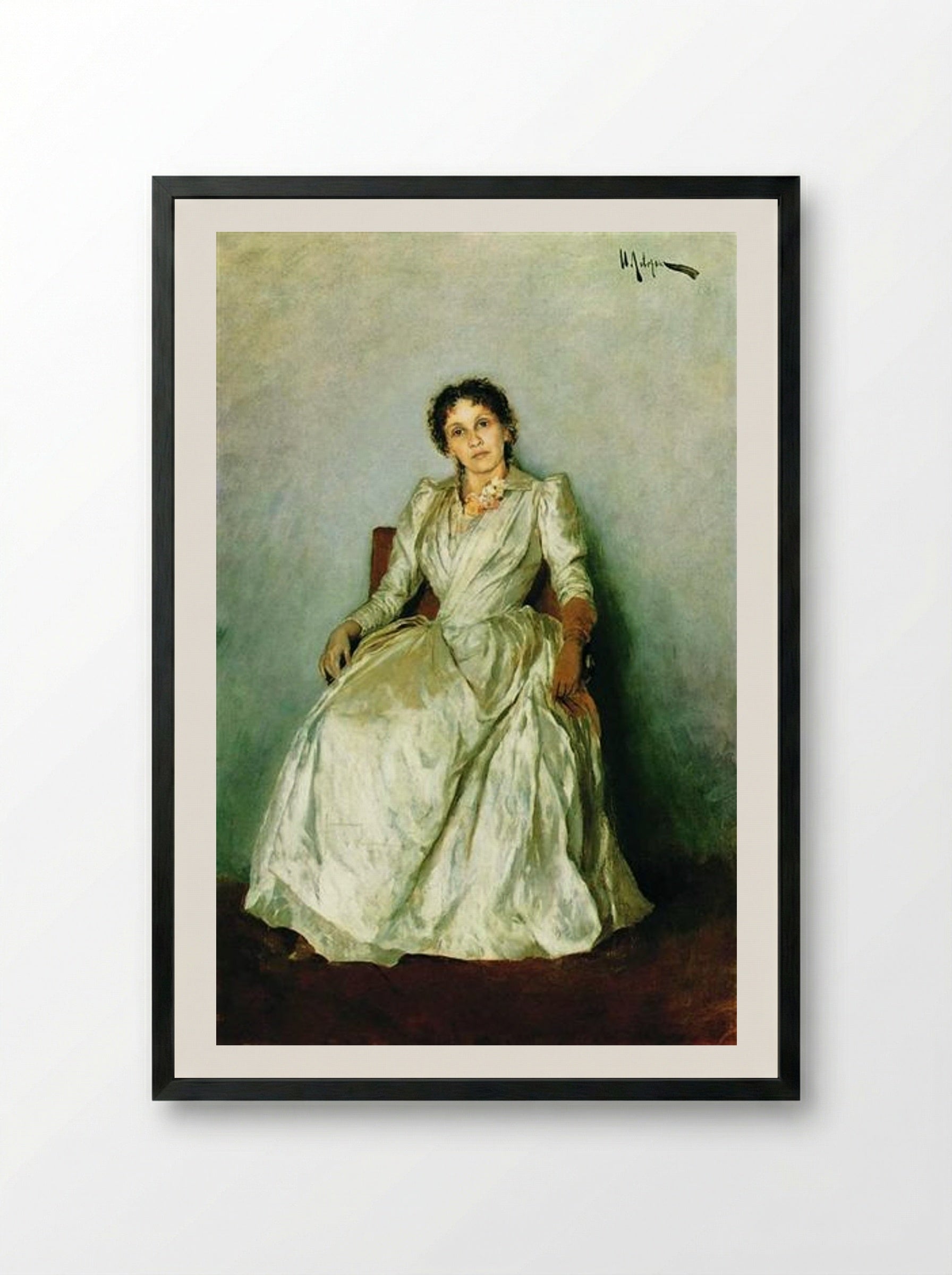 Portrait of Sofia Petrovna Kuvshinnikova - Isaac Levitan - Framed Print Black