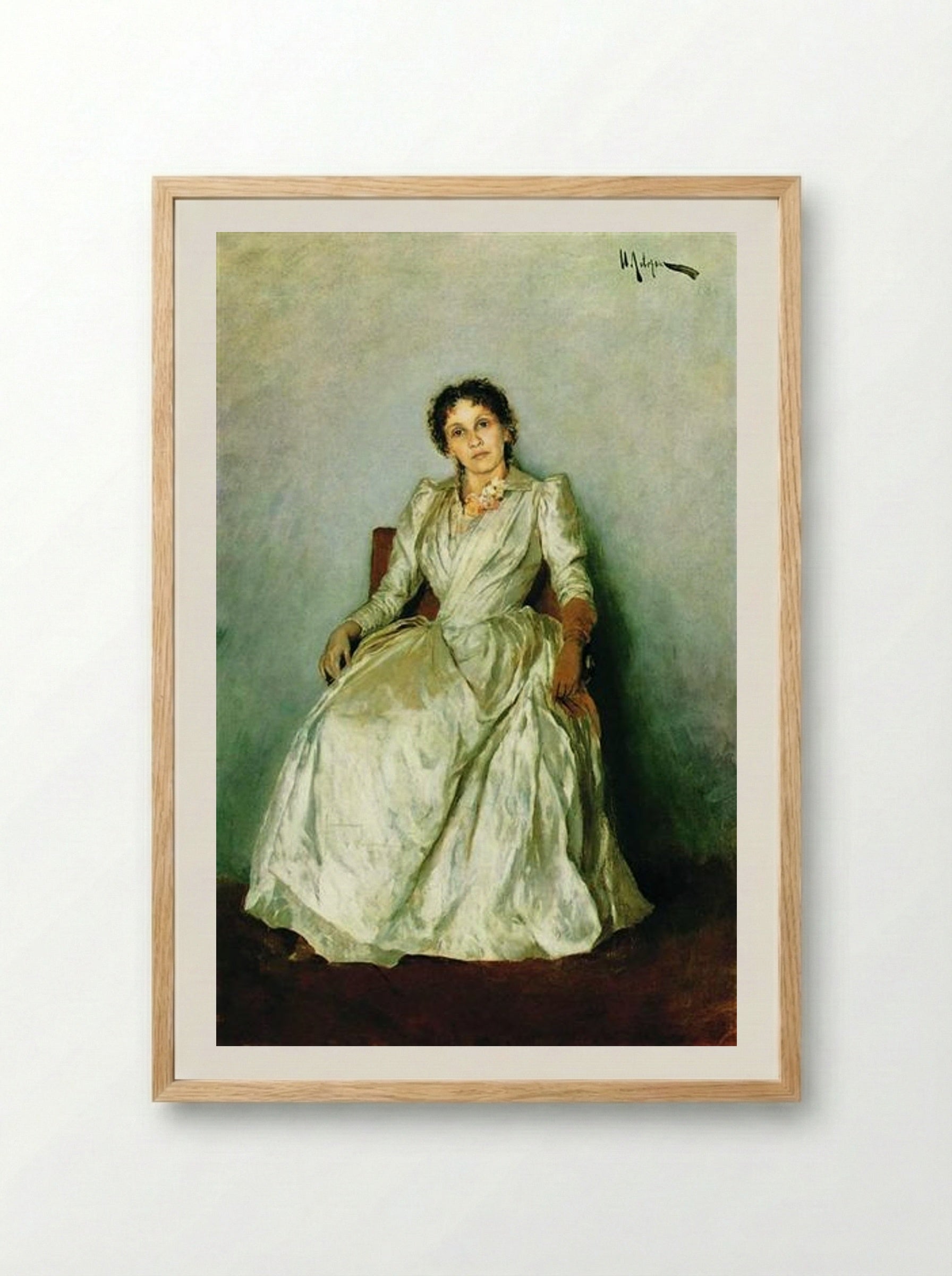 Portrait of Sofia Petrovna Kuvshinnikova - Isaac Levitan - Framed Print Wood