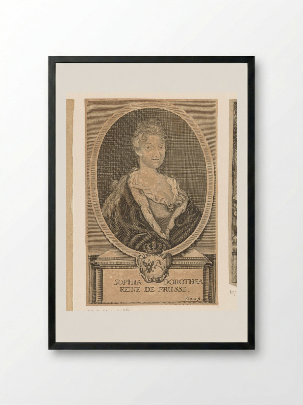Portrait of Sophia Dorothea of Hanover - Jodocus Egidius Krauss - Framed Print Black