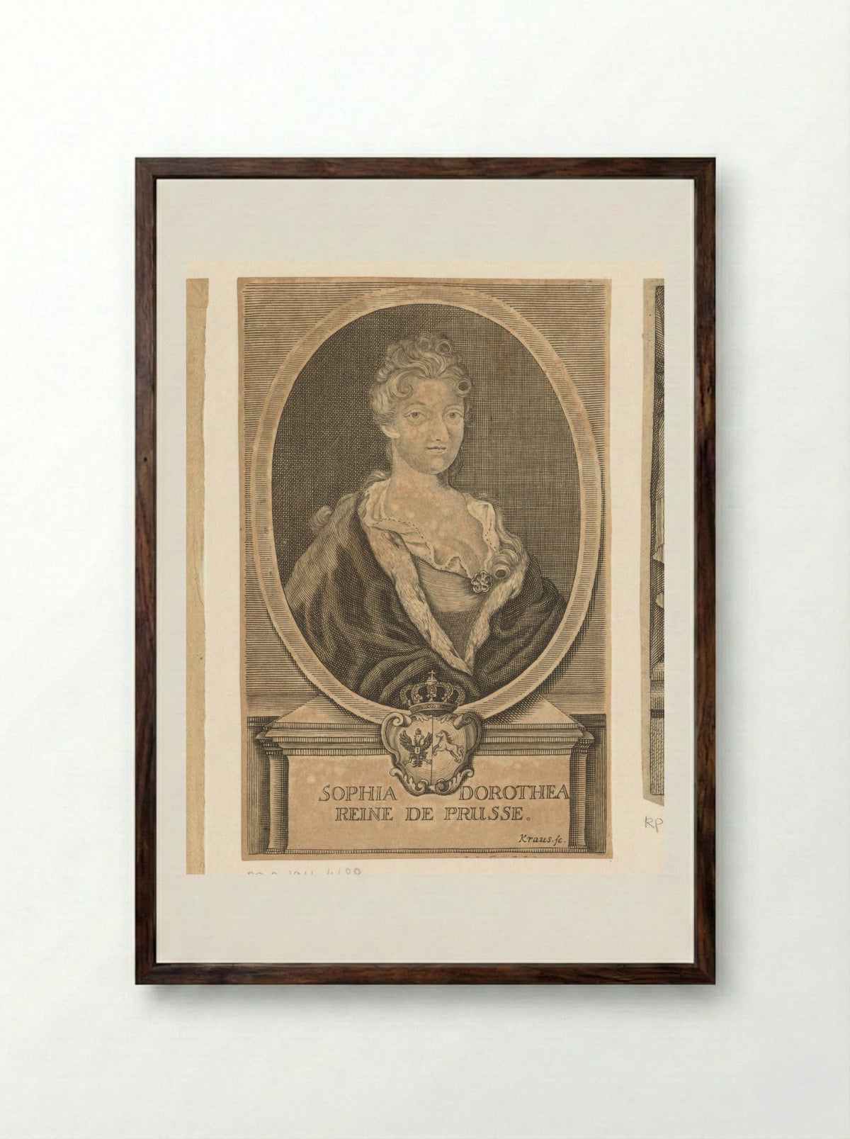Portrait of Sophia Dorothea of Hanover - Jodocus Egidius Krauss - Framed Print Dark Wood