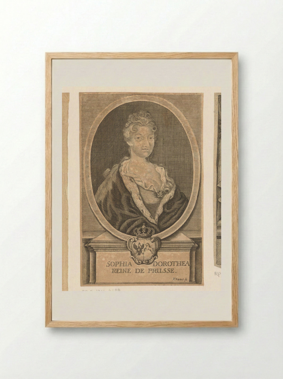 Portrait of Sophia Dorothea of Hanover - Jodocus Egidius Krauss - Framed Print Wood