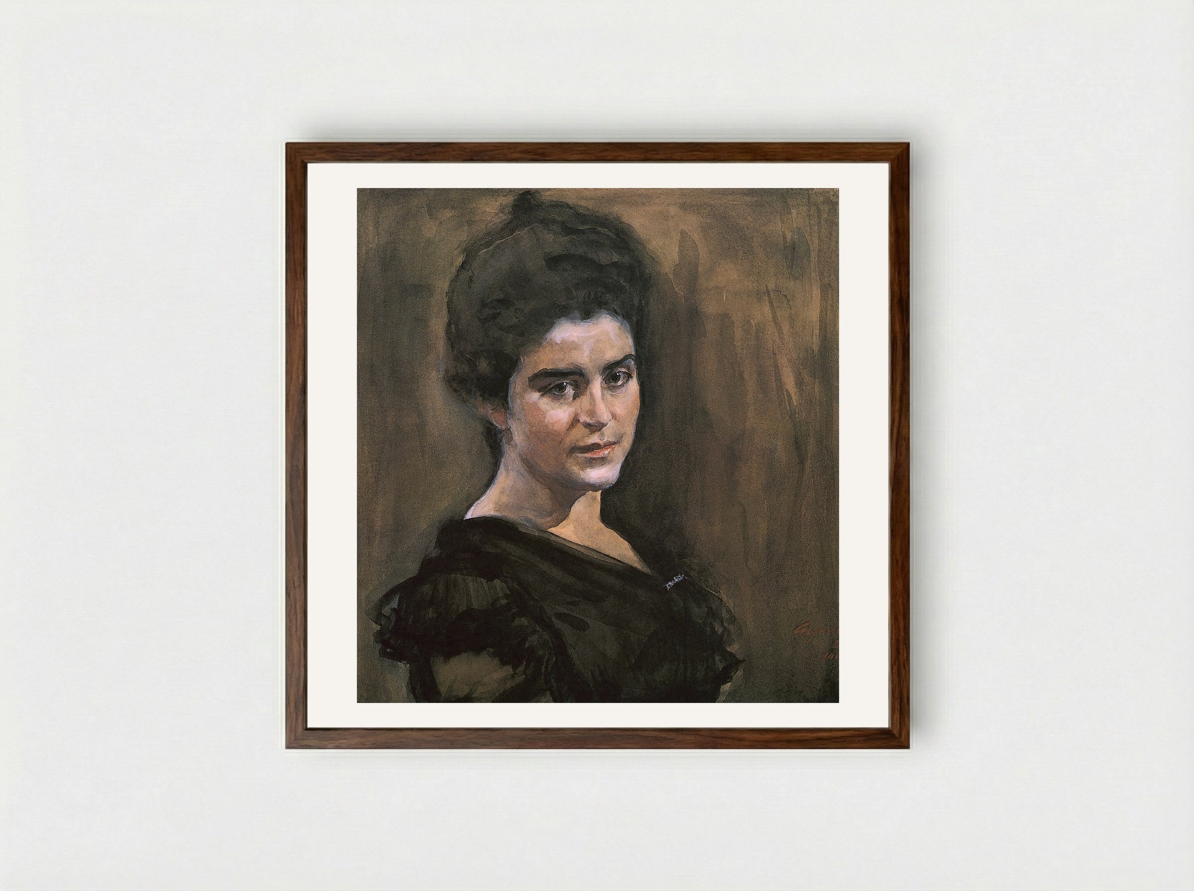 Portrait of Sophia Dragomirova-Lukomskaya - Valentin Serov - Framed Print Dark Wood