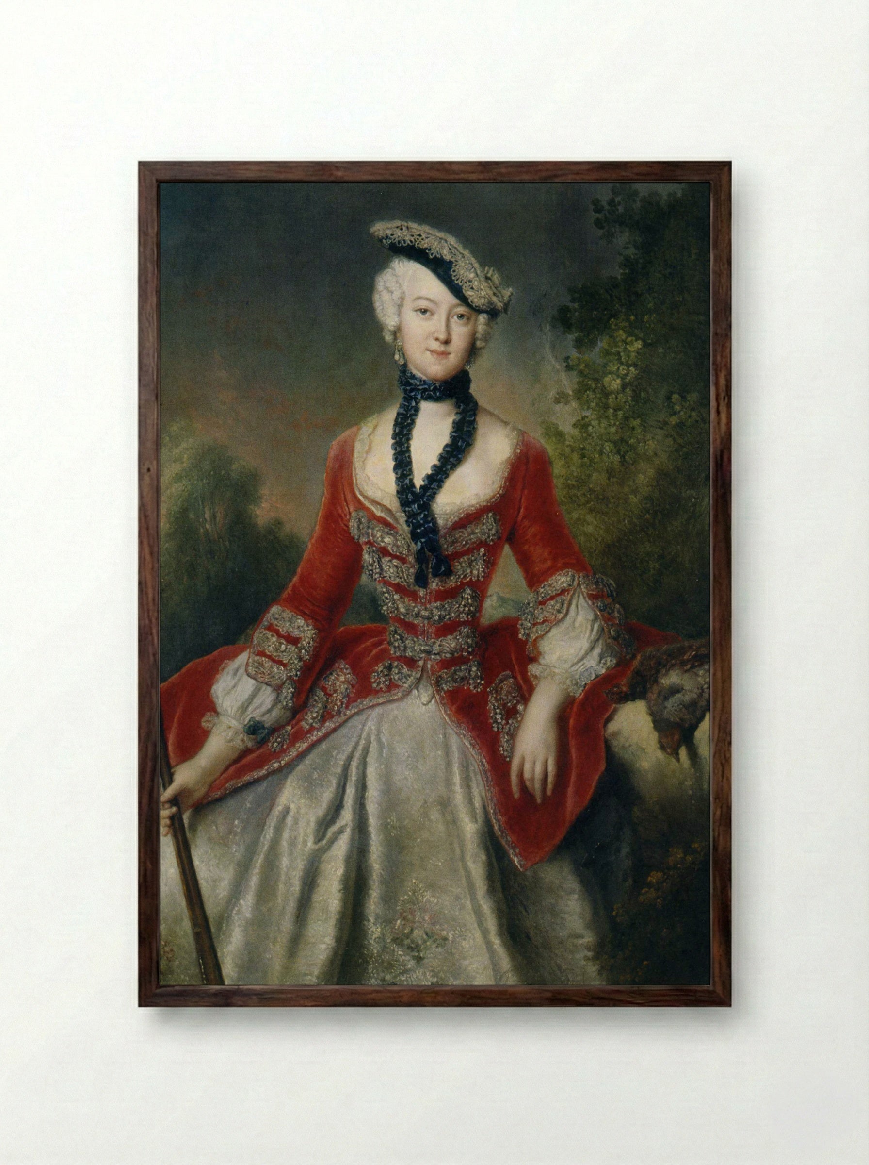 Portrait of Sophie Marie Gräfin von Voss - Antoine Pesne - Framed Print Dark Wood