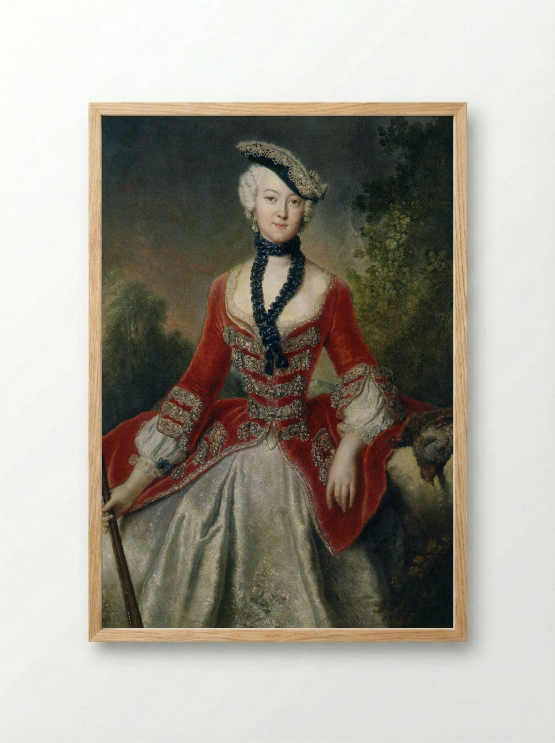 Portrait of Sophie Marie Gräfin von Voss - Antoine Pesne - Framed Print Wood