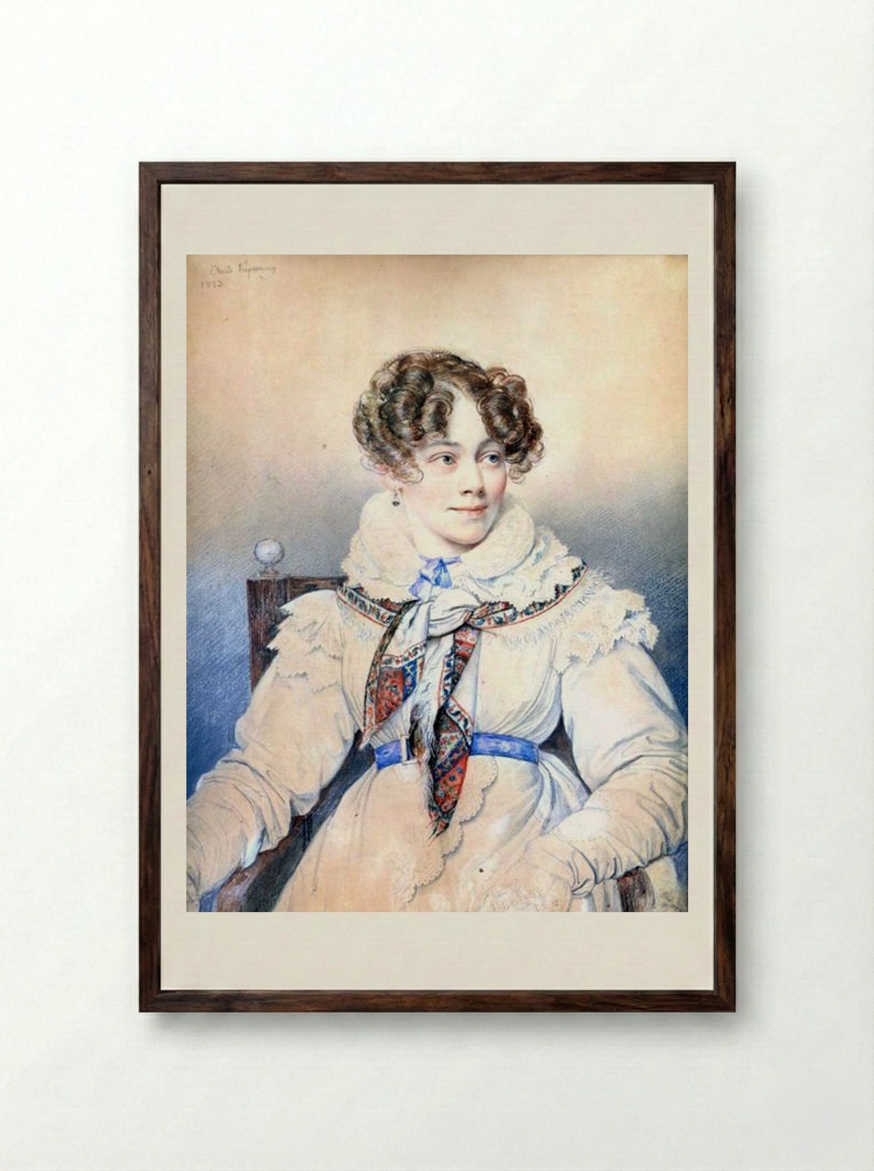 Portrait of Sophie Rostopchine - Orest Kiprensky - Framed Print Dark Wood