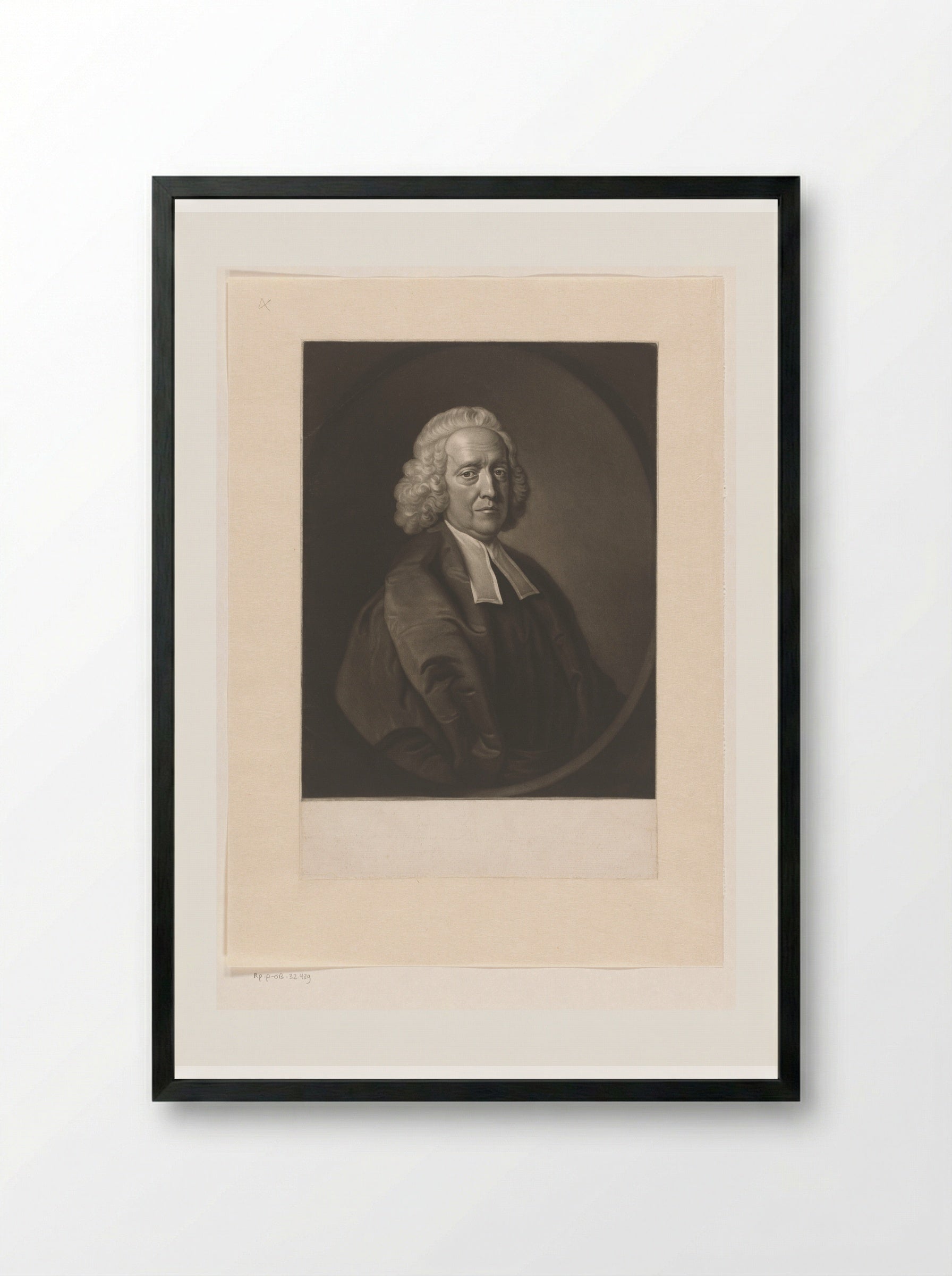 Portrait of Stephen Hales - James McArdell - Framed Print Black