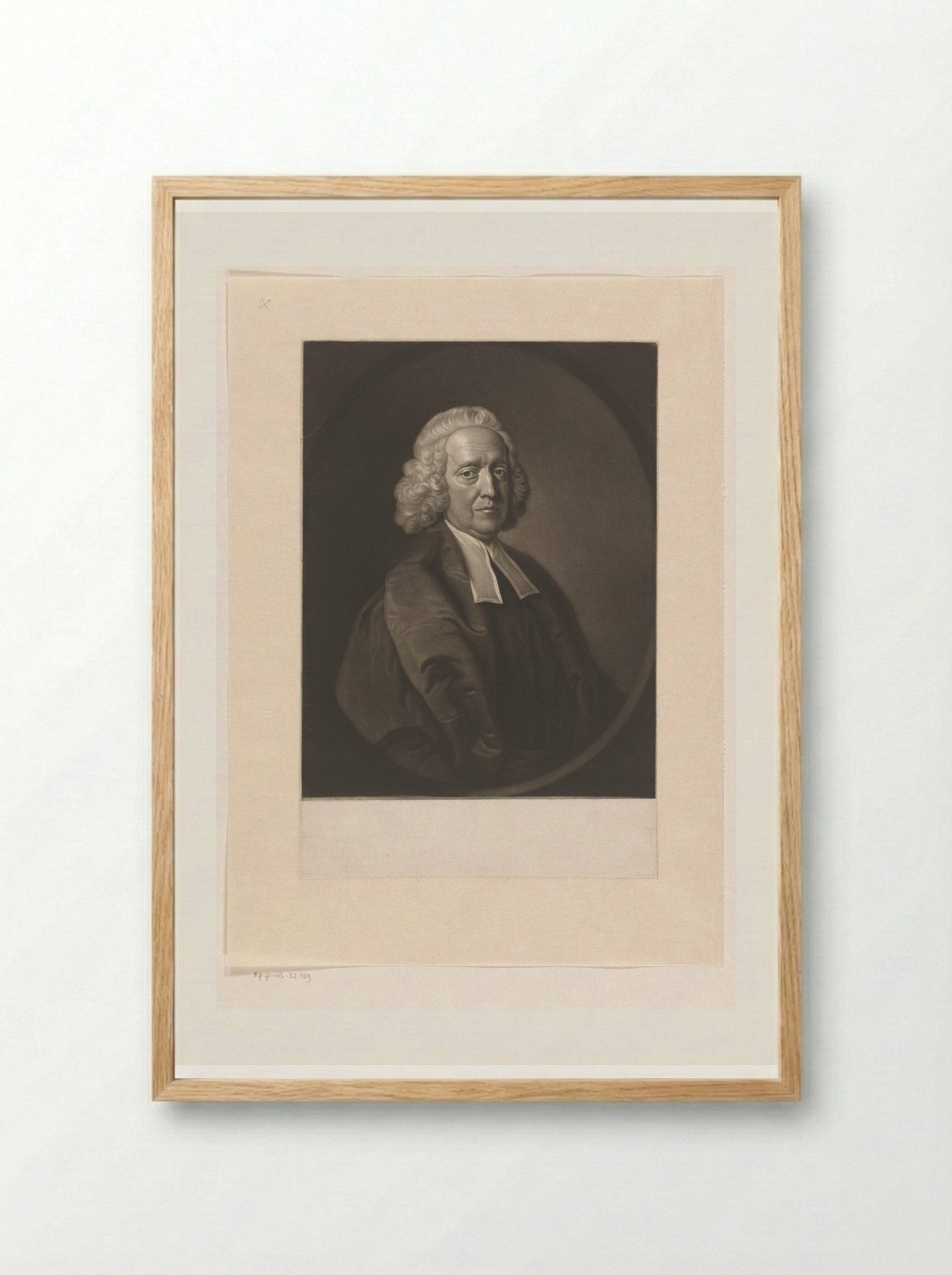Portrait of Stephen Hales - James McArdell - Framed Print Wood