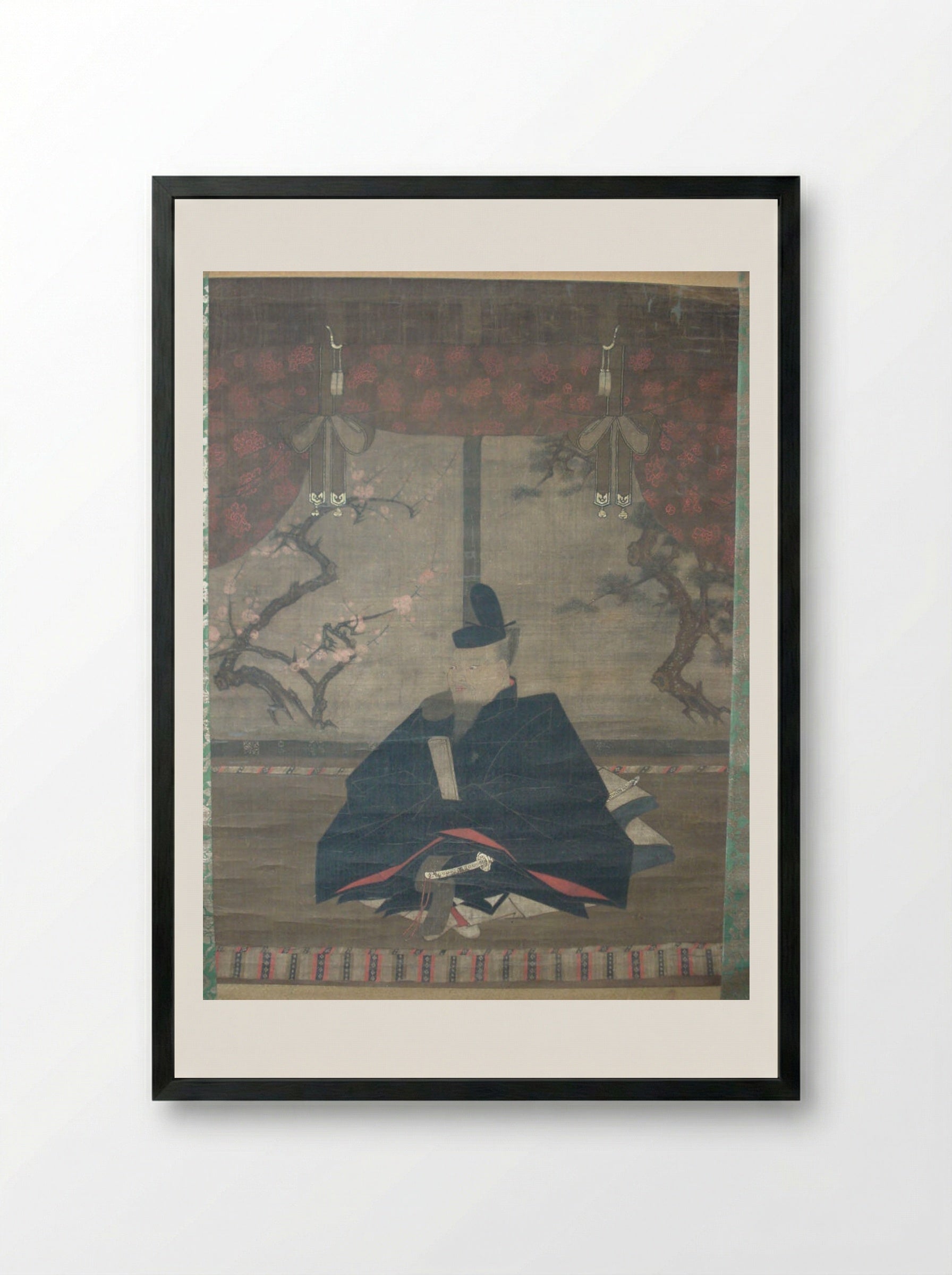 Portrait of Sugawara no Michizane (Kitano Tenjin) - Unknown Artist - Framed Print Black