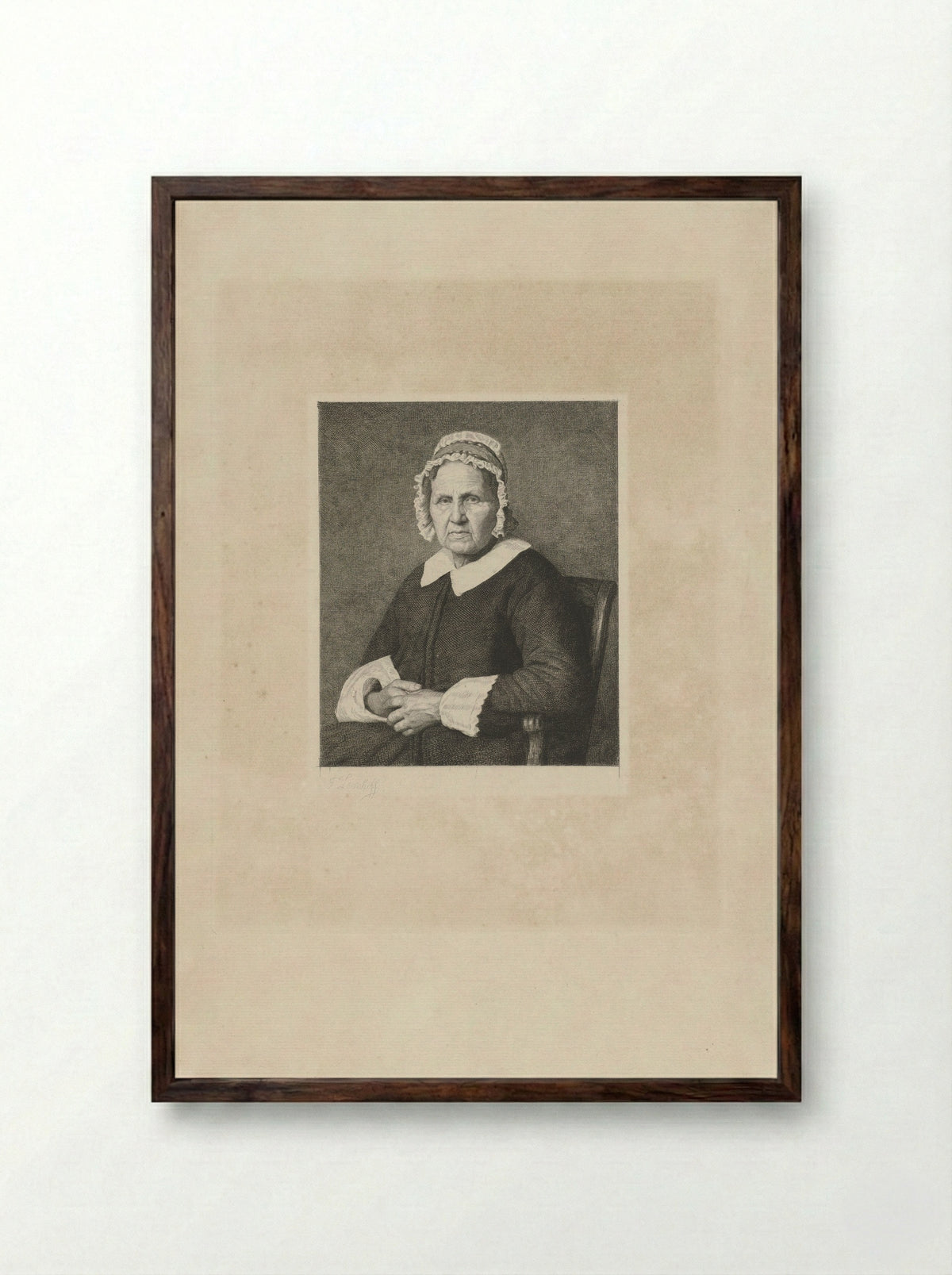 Portrait of Suzanna Leenhoff-van Anholt - Ferdinand Leenhoff - Framed Print Dark Wood