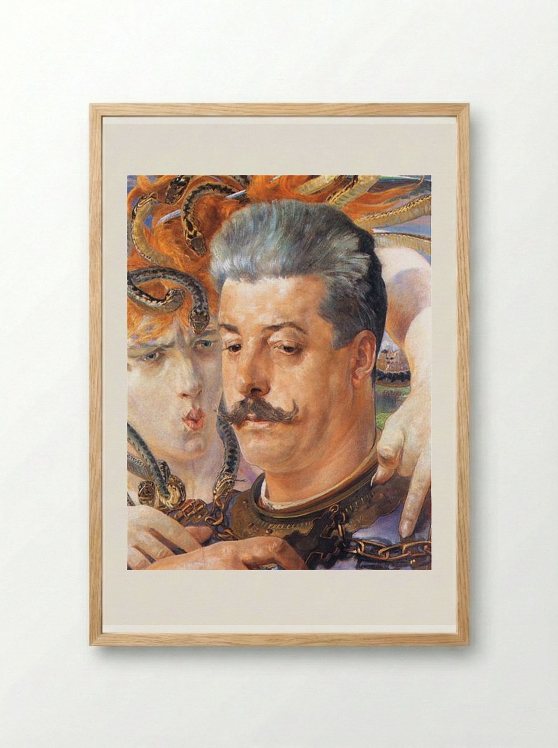 Portrait of Tadeusz Błotnicki with Medusa - Jacek Malczewski - Framed Print Wood