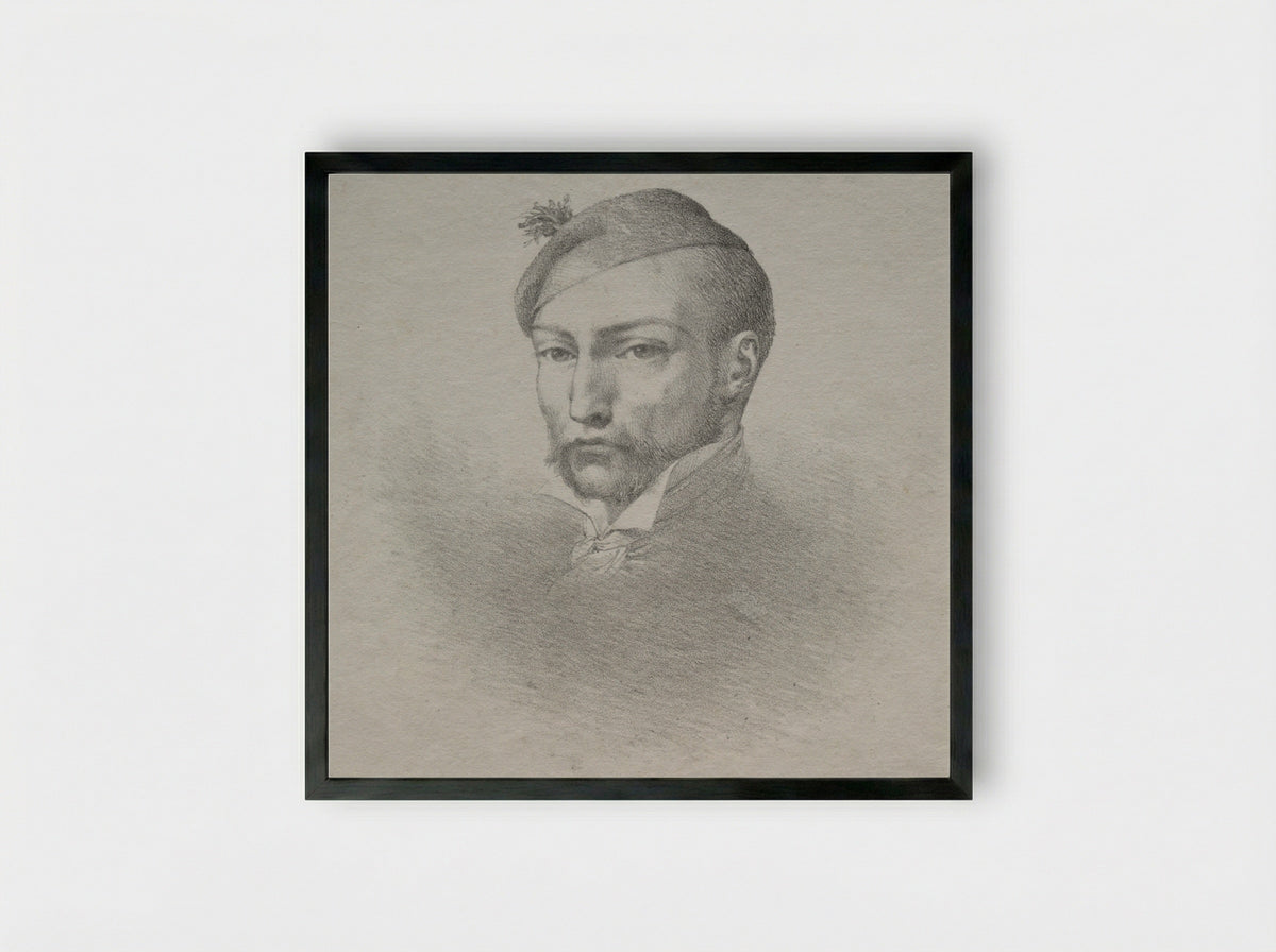 Portrait of Théodore Géricault - Léon Cogniet - Framed Print Black