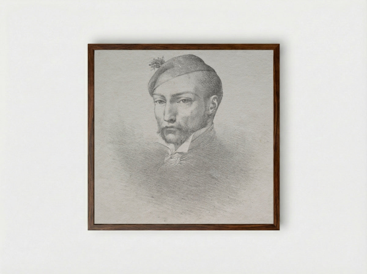 Portrait of Théodore Géricault - Léon Cogniet - Framed Print Dark Wood