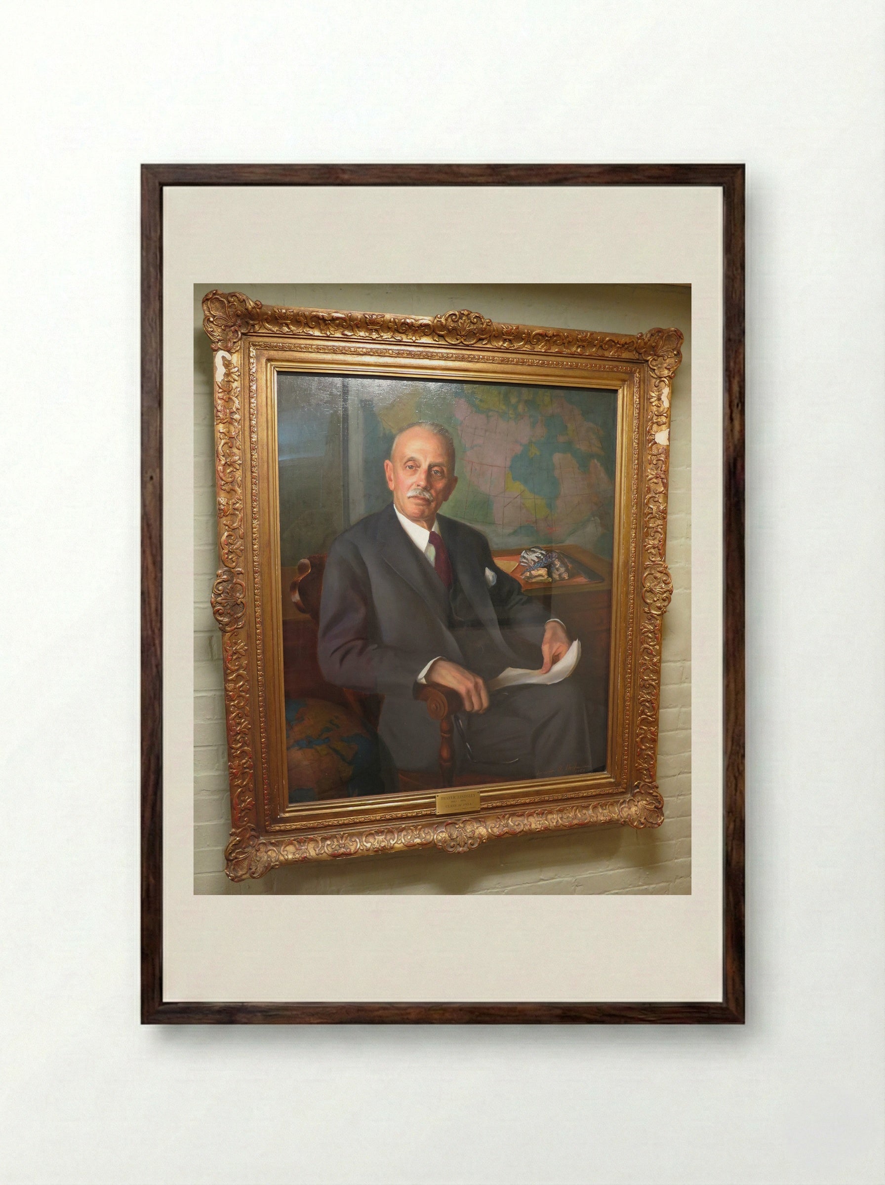 Portrait of Thayer Lindsley - Irwin D. Hoffman - Framed Print Dark Wood