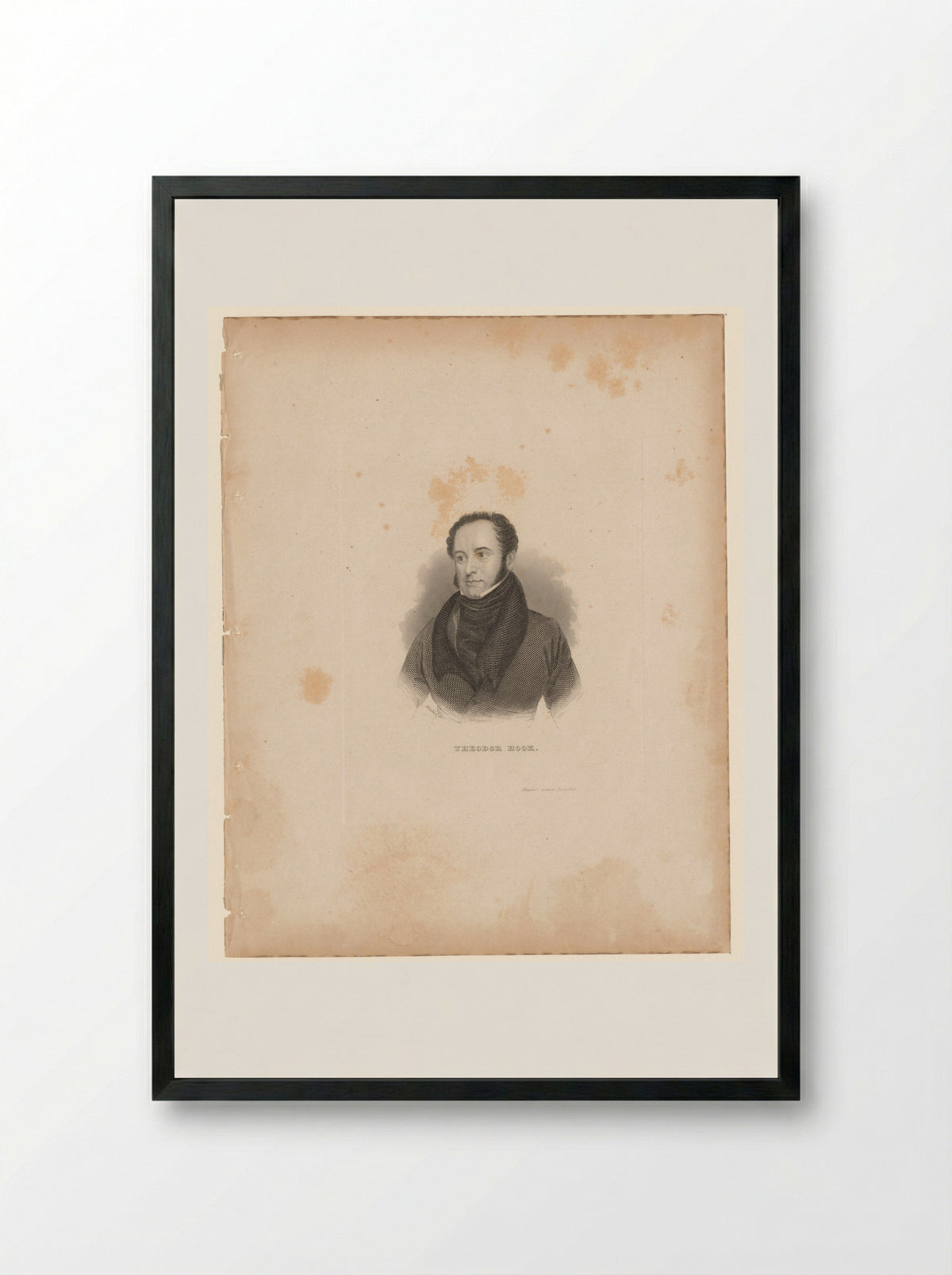 Portrait of Theodore Edward Hook - Henry Winkles - Framed Print Black