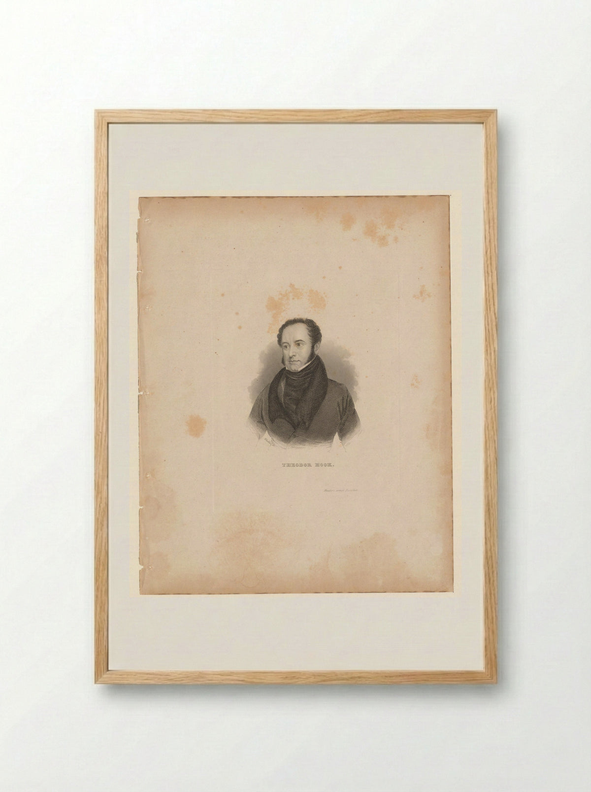Portrait of Theodore Edward Hook - Henry Winkles - Framed Print Wood