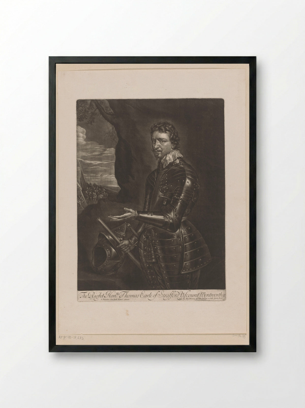 Portrait of Thomas Wentworth, 1st Earl of Strafford - Alexander Browne - Framed Print Black