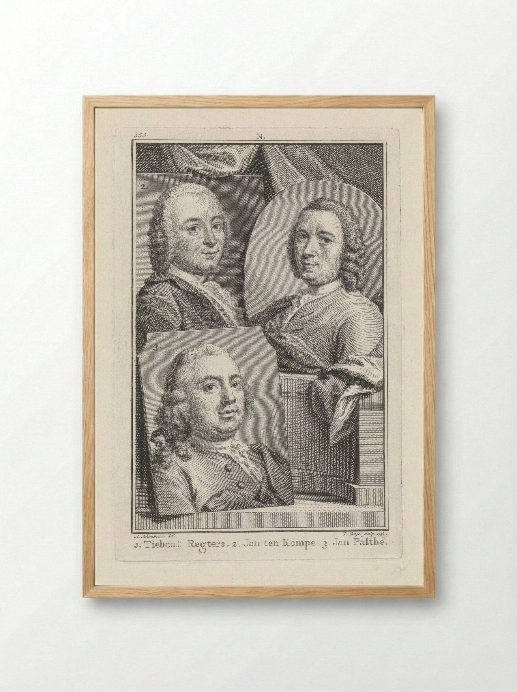 Portrait of Tibout Regters, Jan ten Compe, and Jan Palthe - Tibout Regters - Framed Print Wood